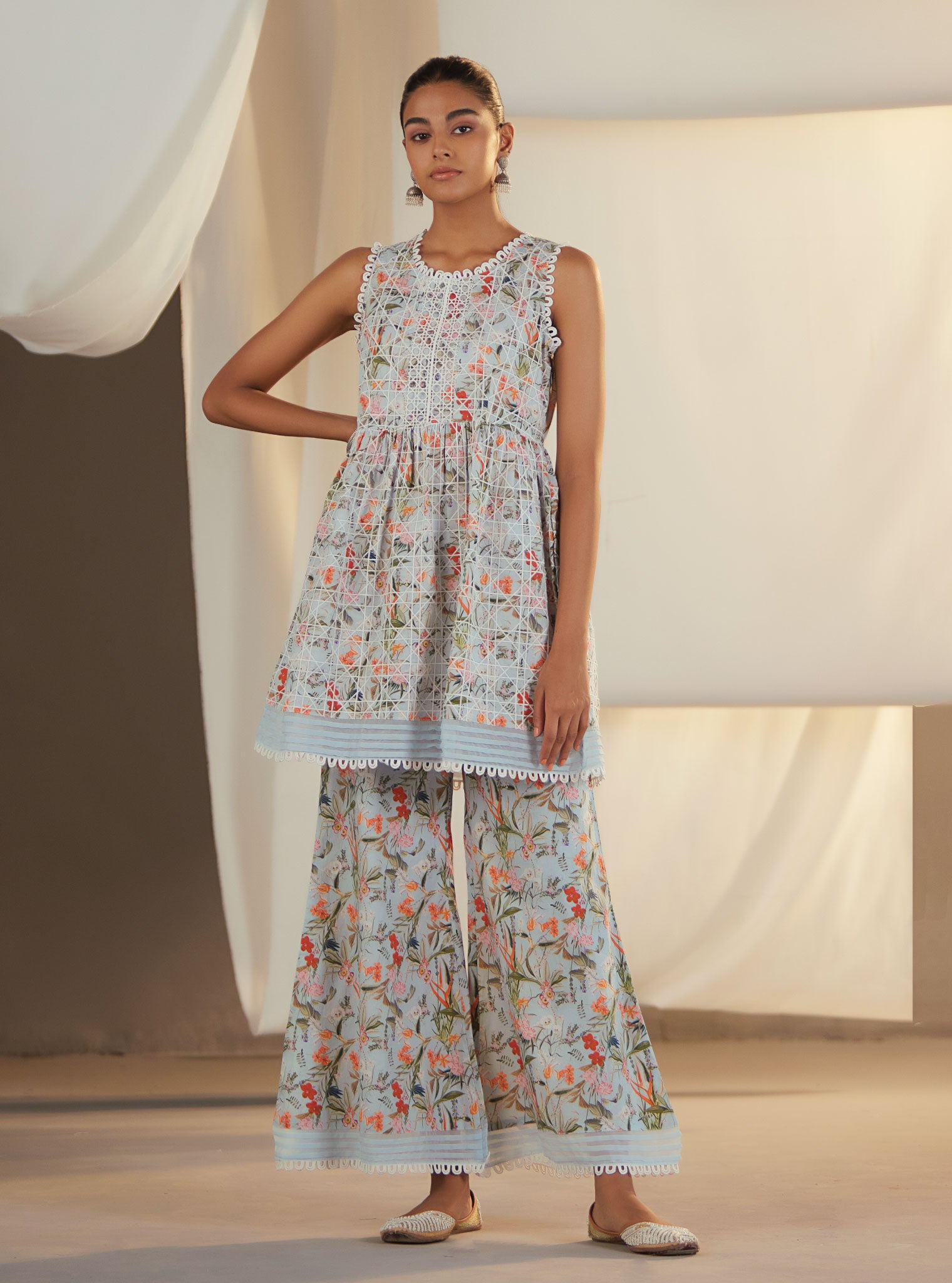 Elora Cotton Blue Kurta Set