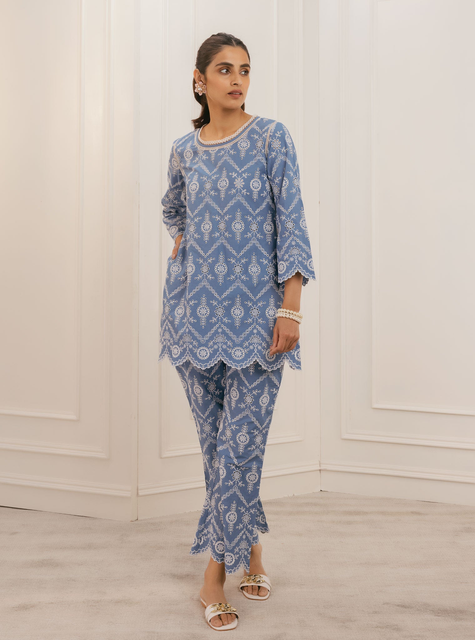 Evelyn Cotton Denim Top Set