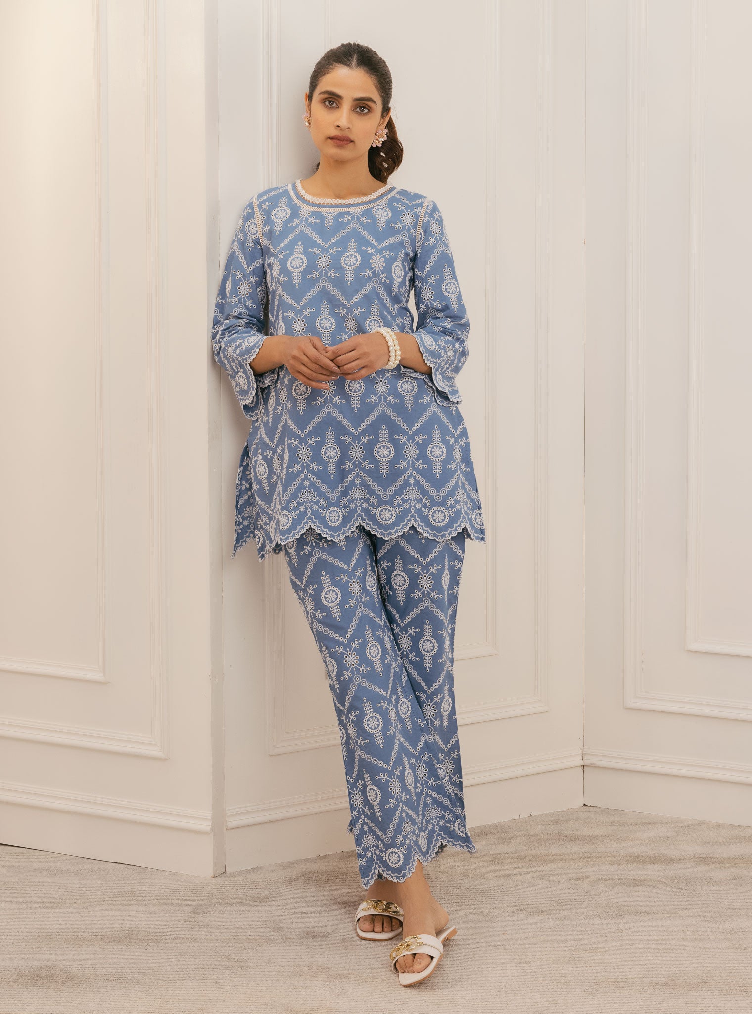 Evelyn Cotton Denim Top Set