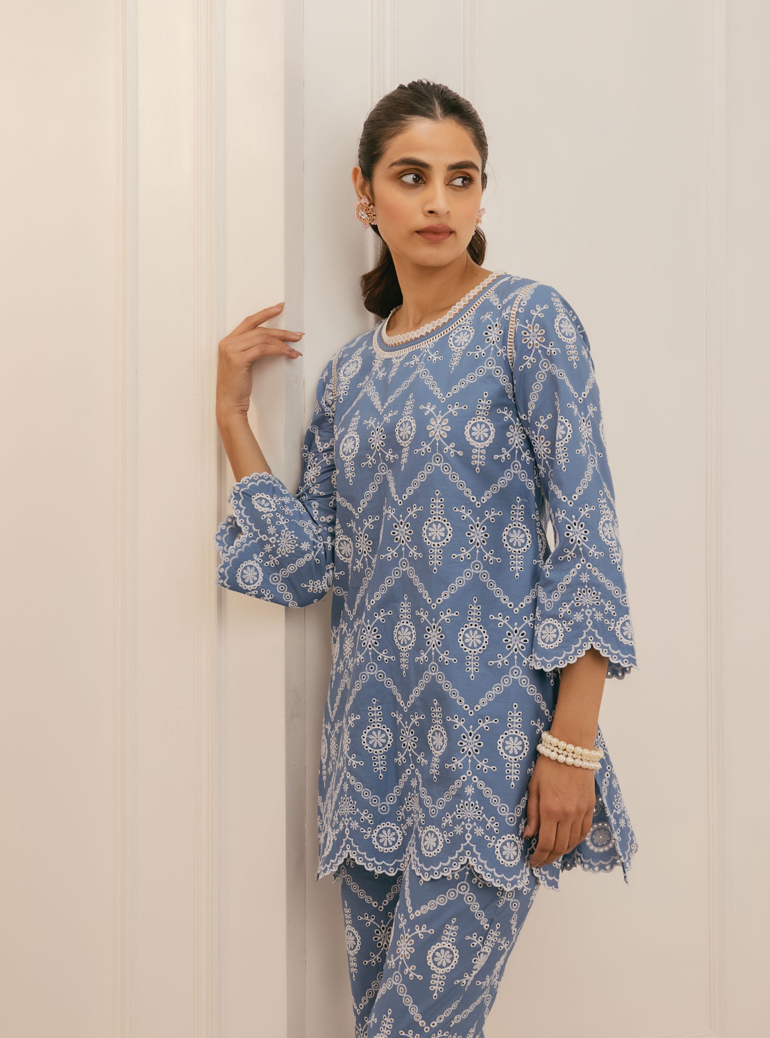 Evelyn Cotton Denim Top Set