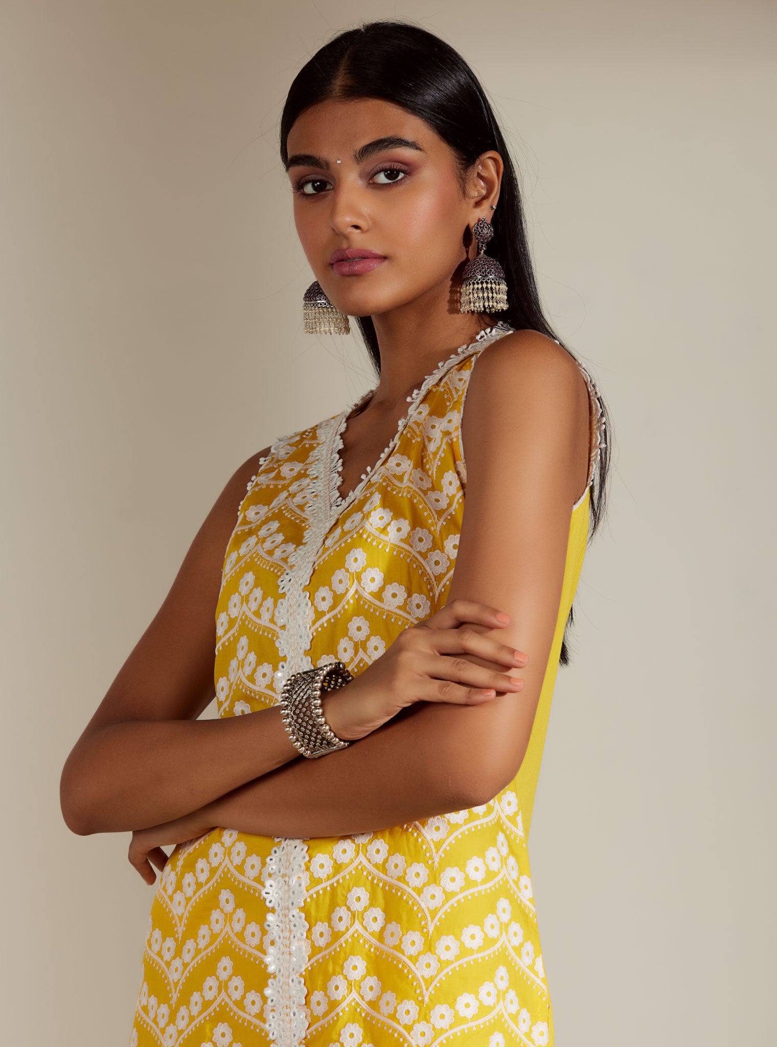 Gabriella Cotton Mango Kurta with Garara Set