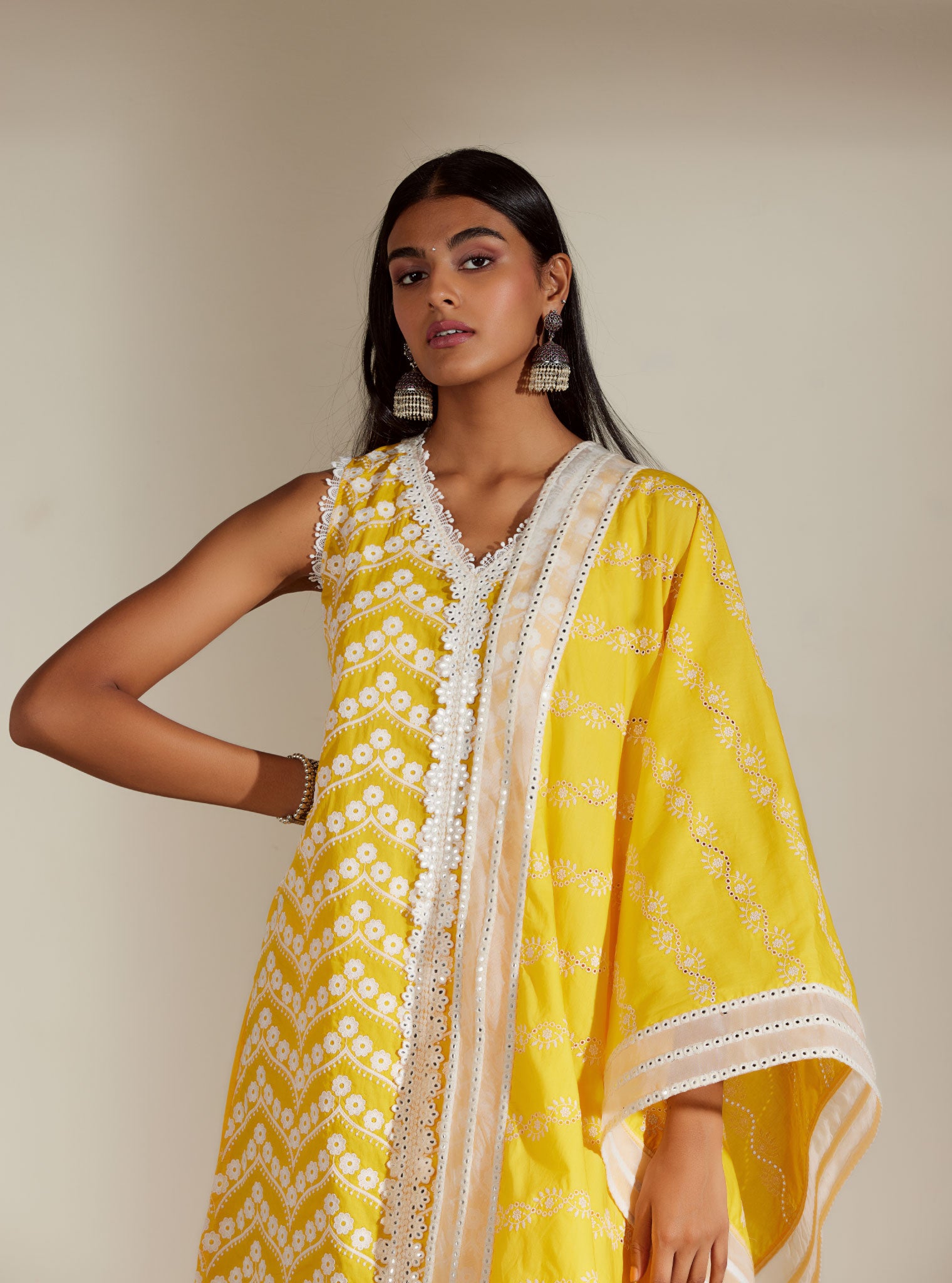 Gabriella Cotton Mango Kurta with Garara Set