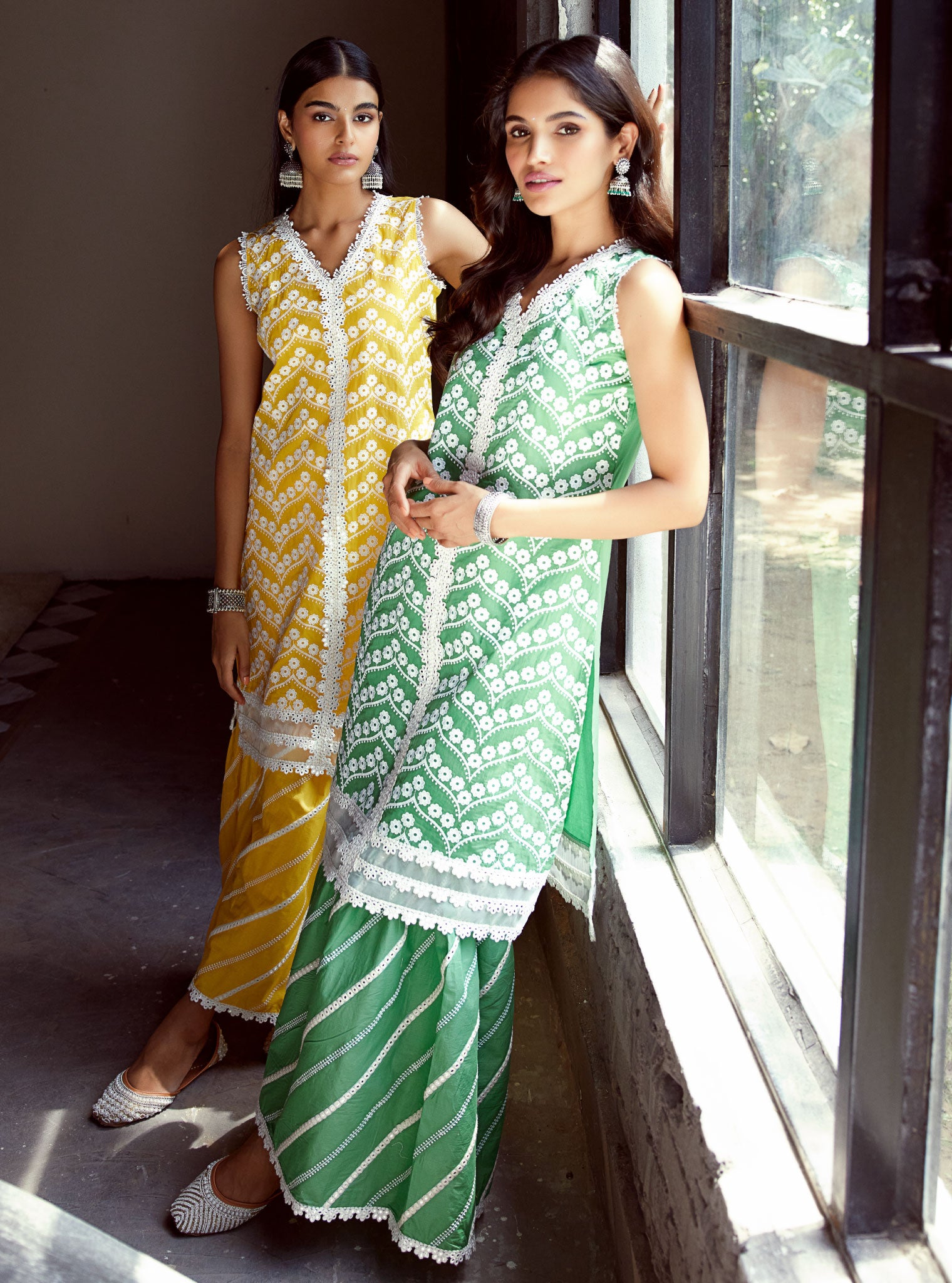 Gabriella Cotton Green Kurta with Garara Set