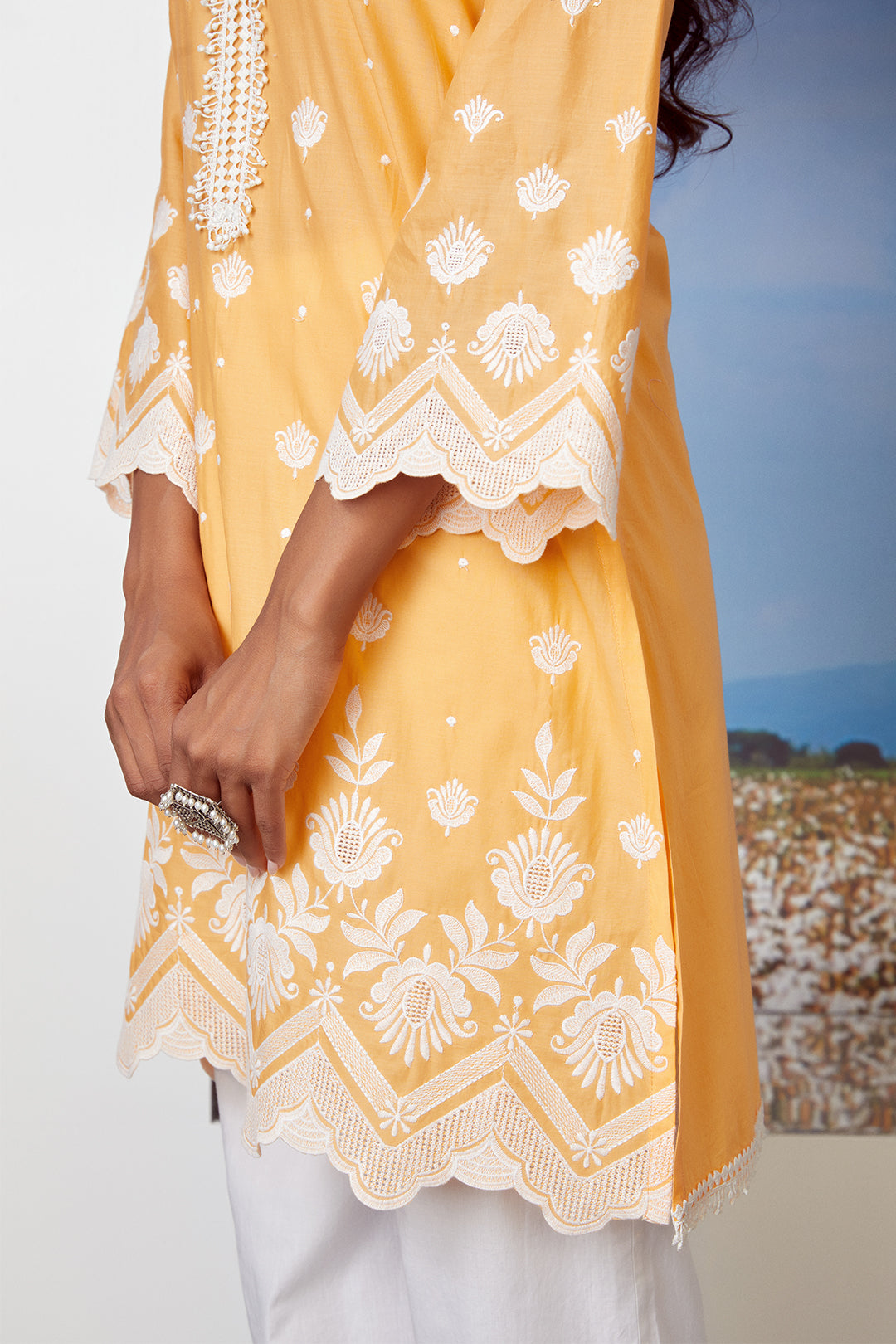 Gardencress Cotton Orange Kurta Set