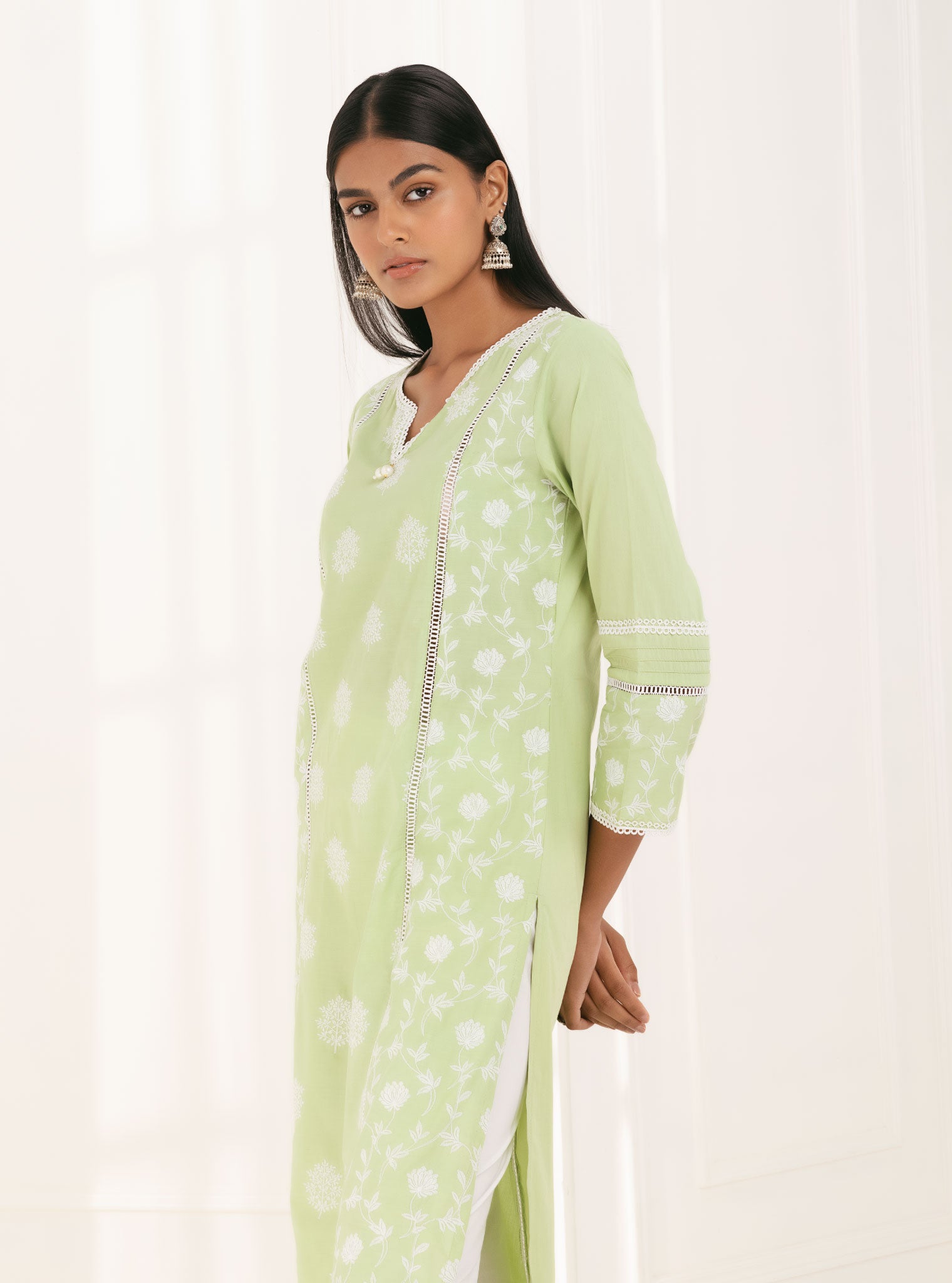 Kannur Cotton Green Kurta Set