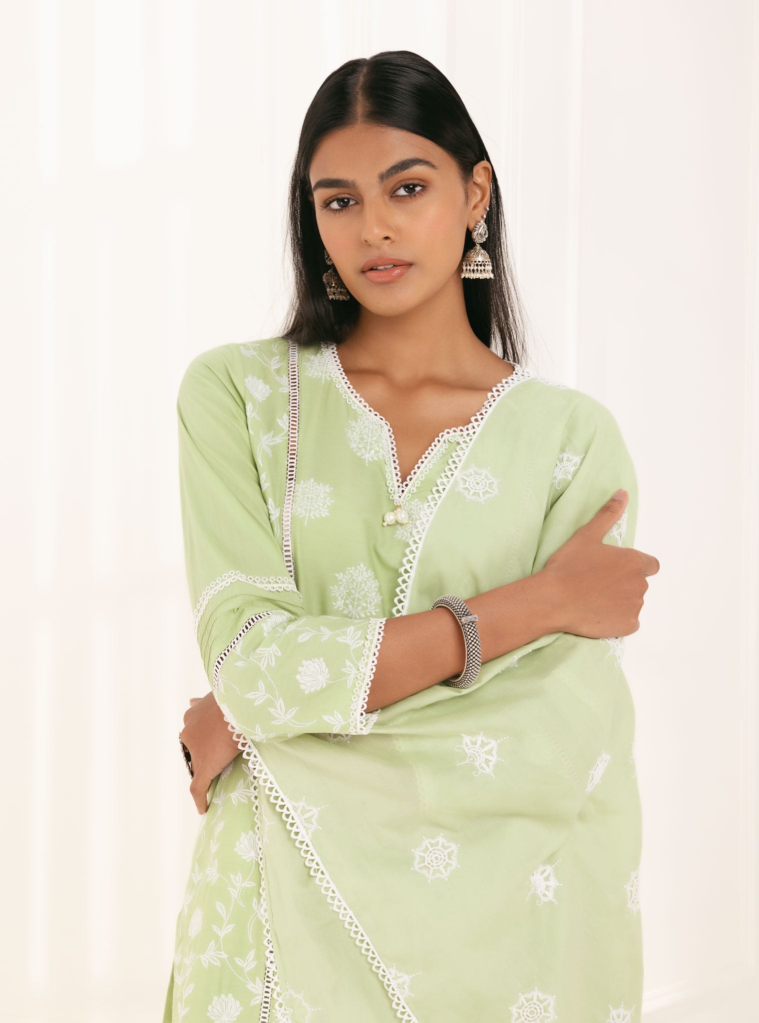 Kannur Cotton Green Kurta Set