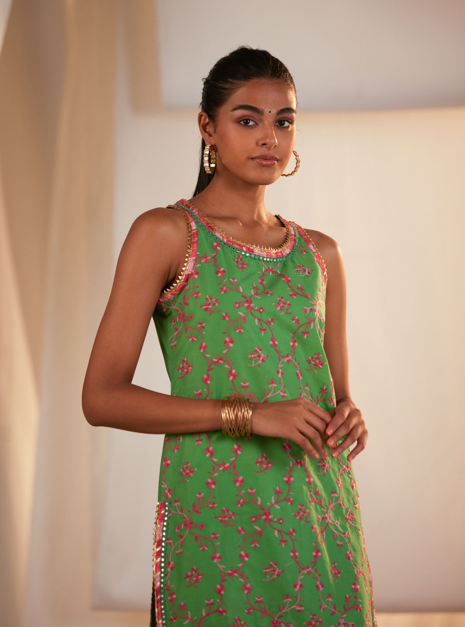 Makayla Cotton Green Sharara Set