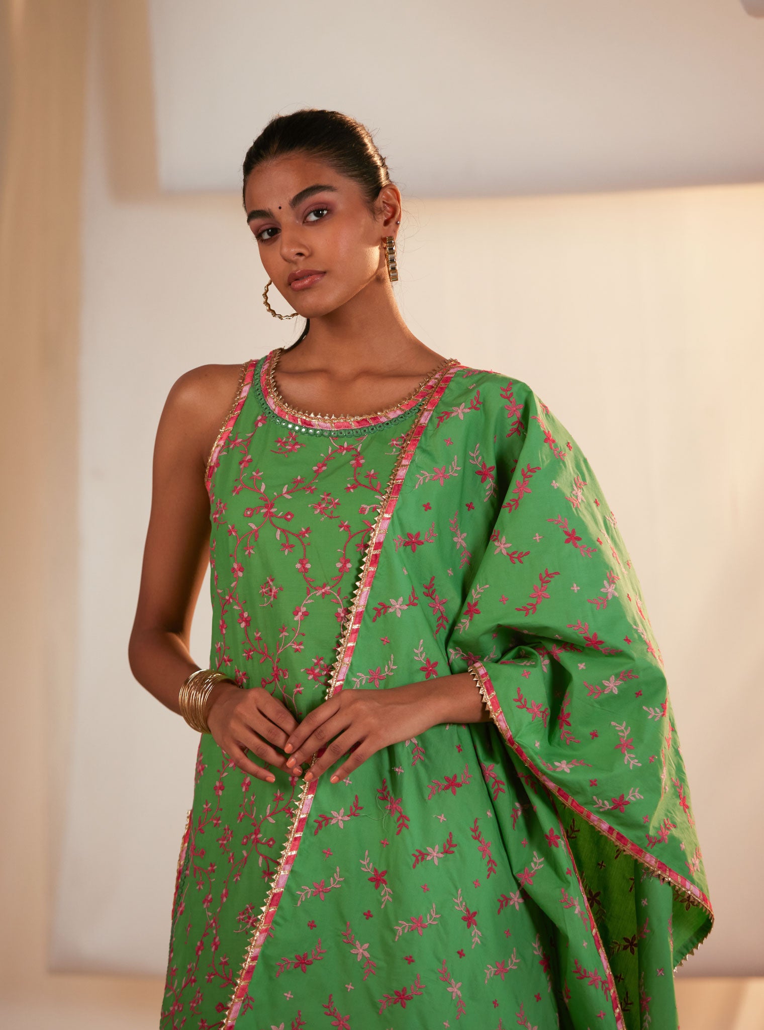 Makayla Cotton Green Sharara Set