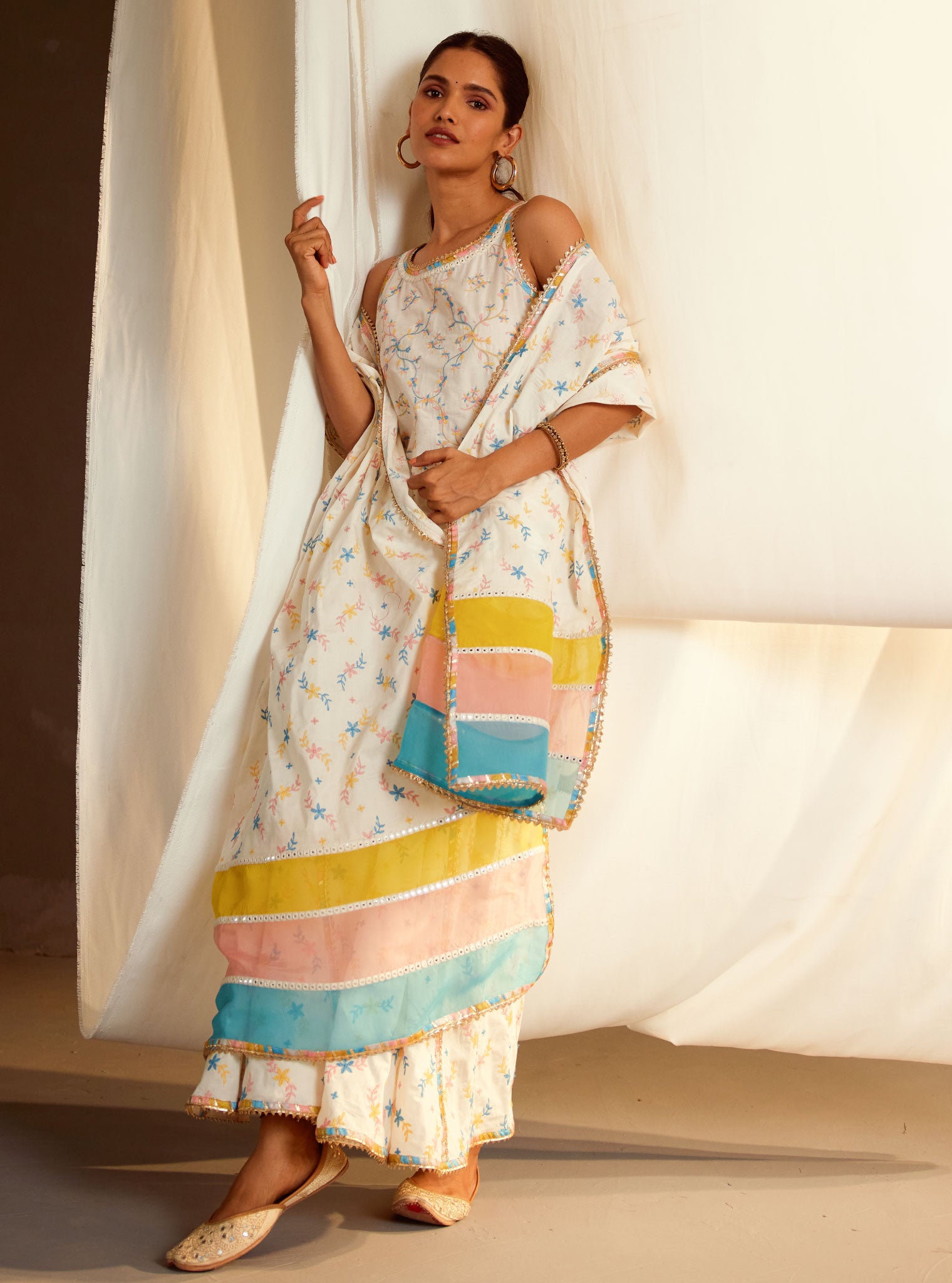 Makayla Cotton Off White Sharara Set