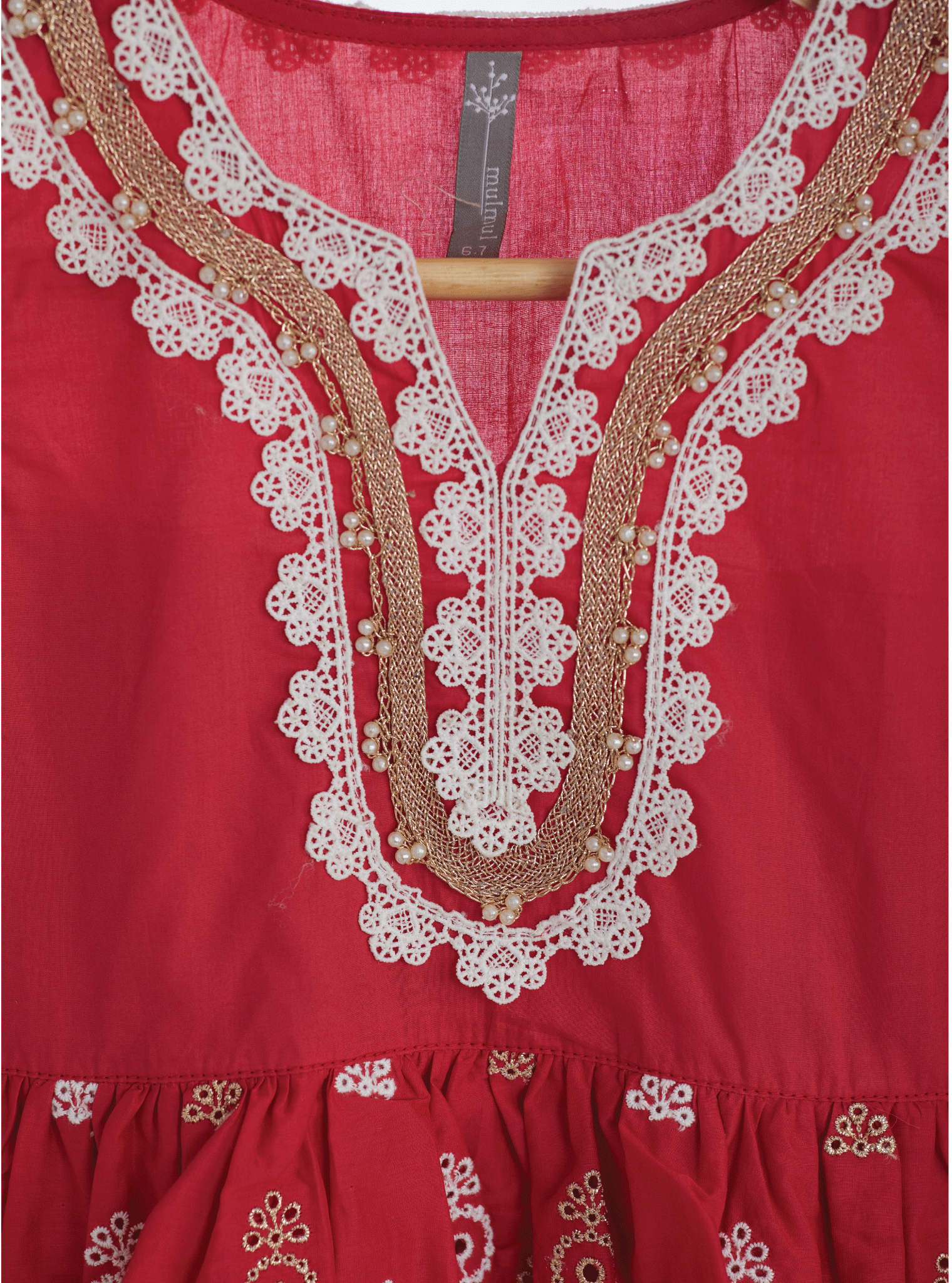Nell Cotton Red Kurta Set