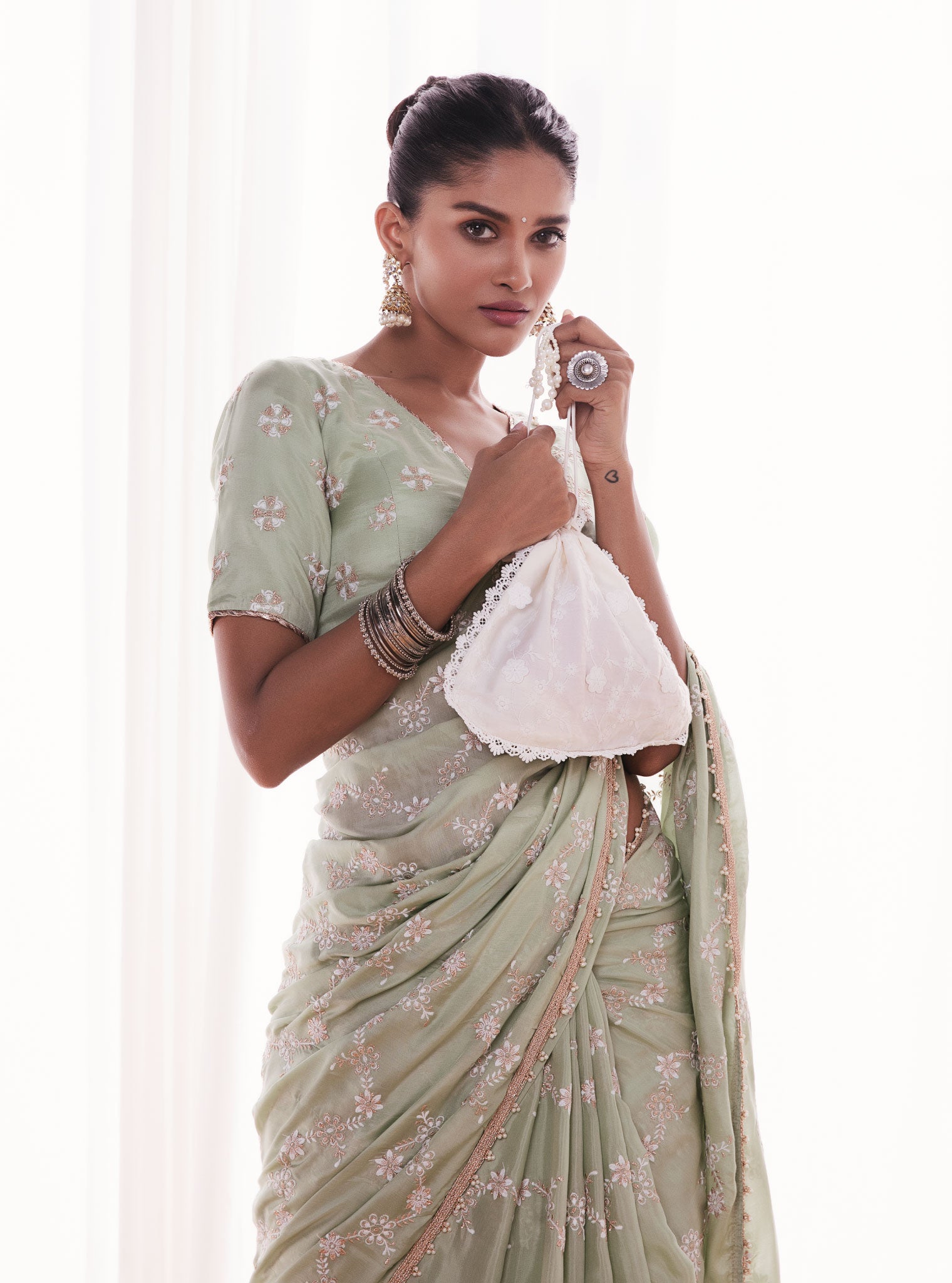 Pelling Japanese Silk Green Saree