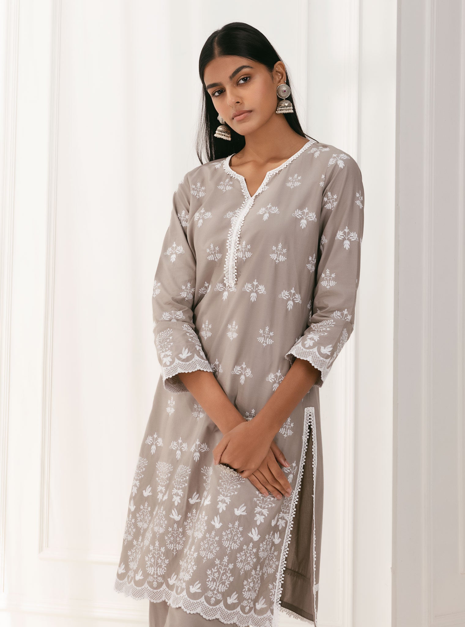 Prini Cotton Grey Kurta with Palazzo Set