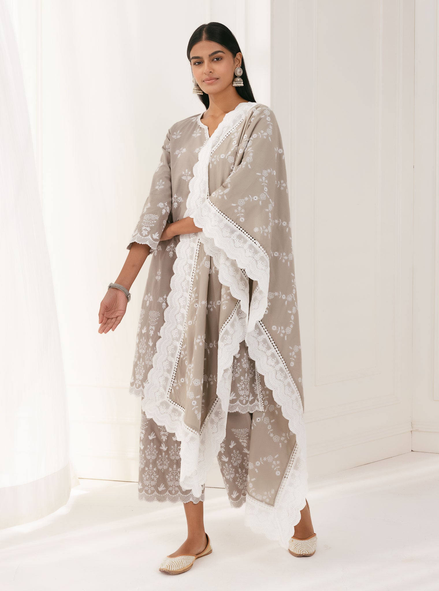 Prini Cotton Grey Kurta with Palazzo Set