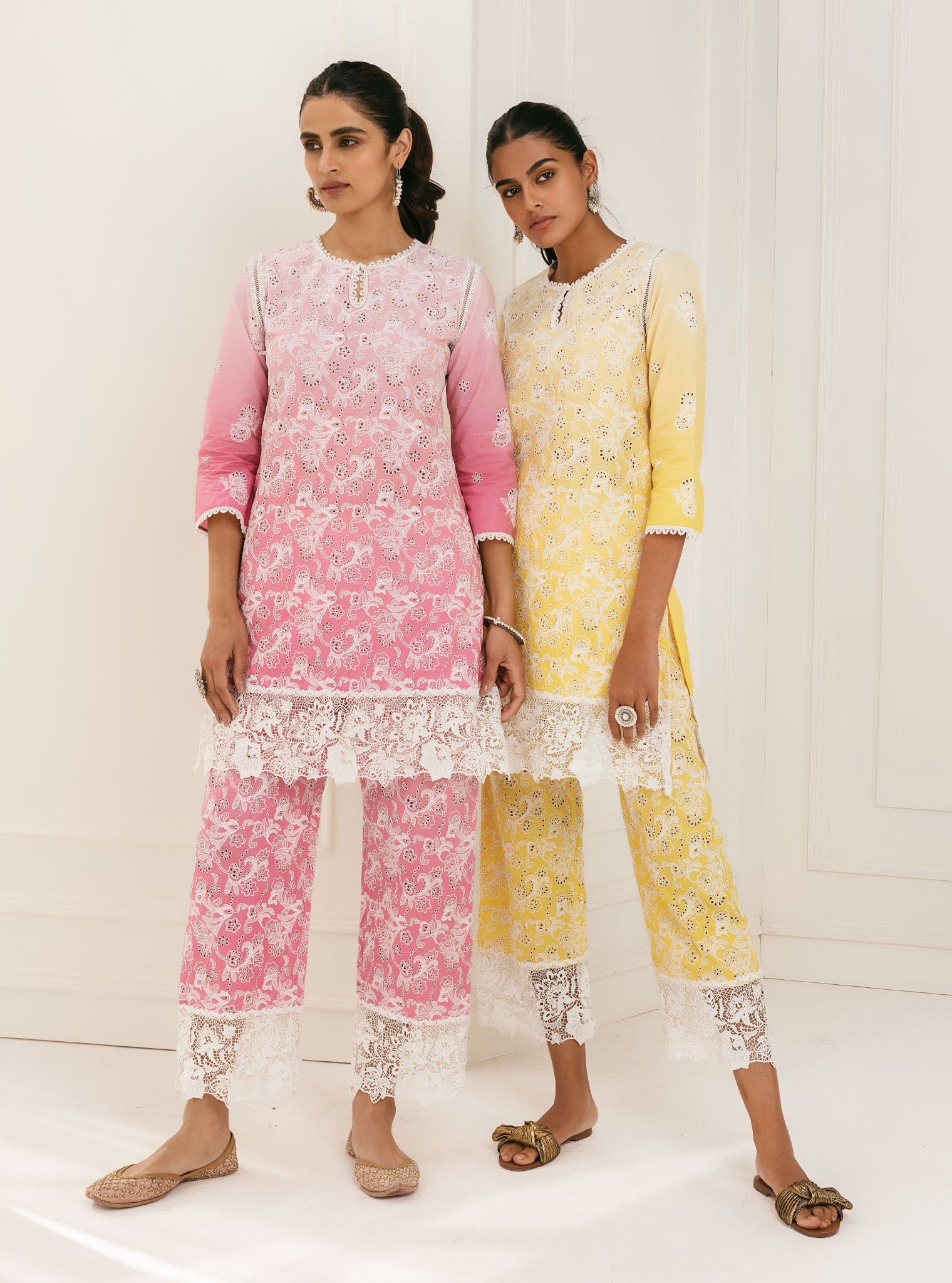 Tista Cotton Yellow Kurta with Palazzo Set