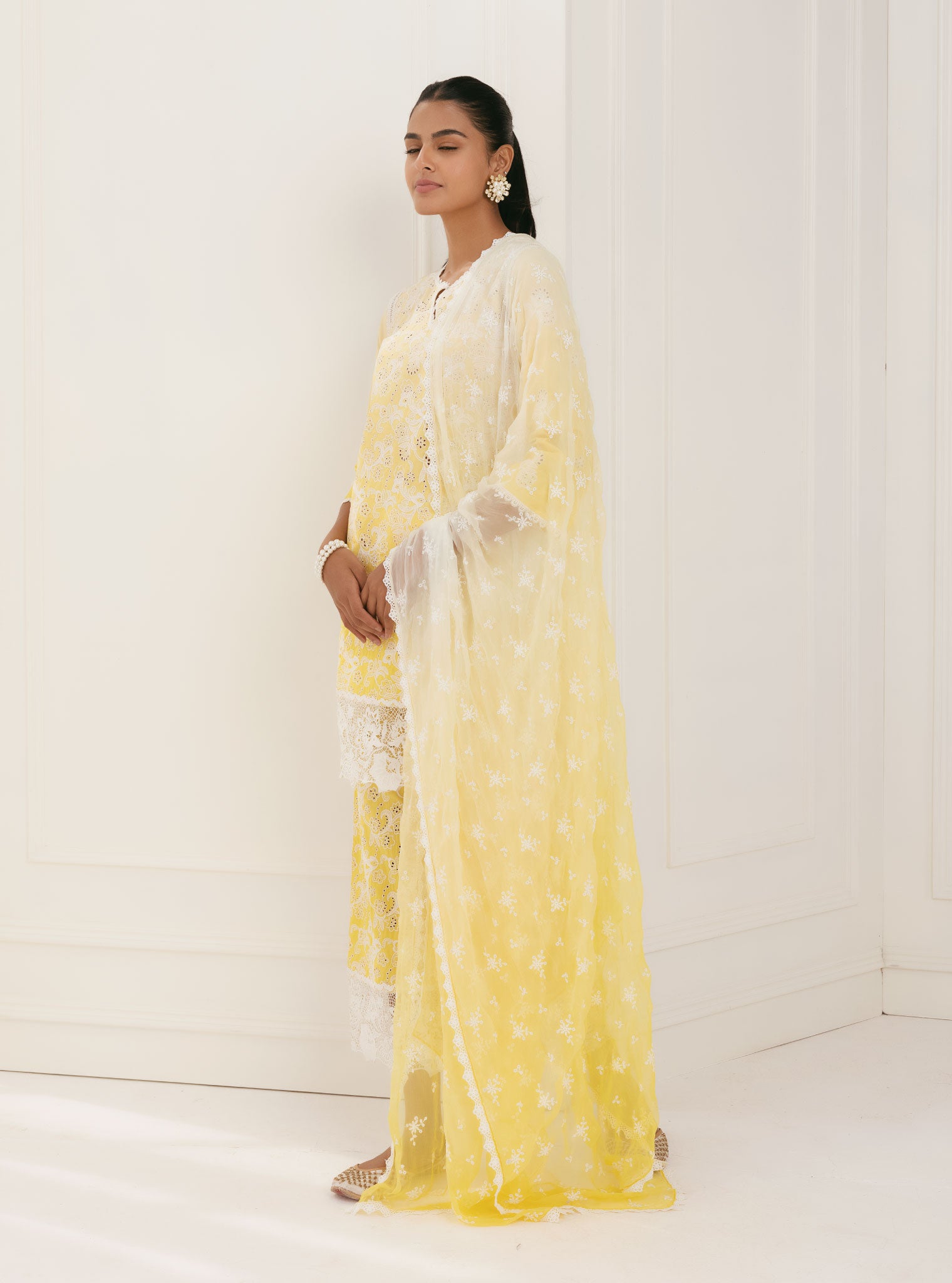 Tista Cotton Yellow Kurta with Palazzo Set