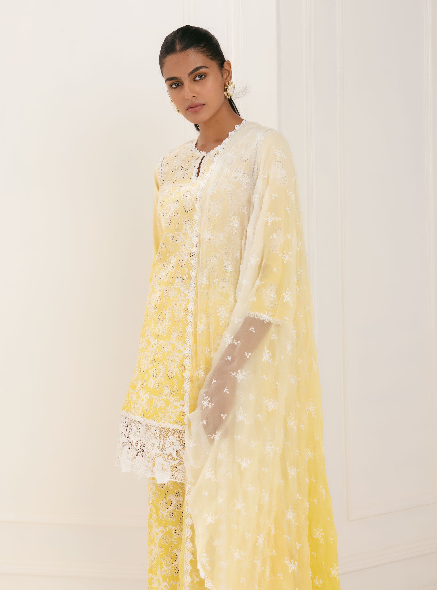 Tista Cotton Yellow Kurta with Palazzo Set