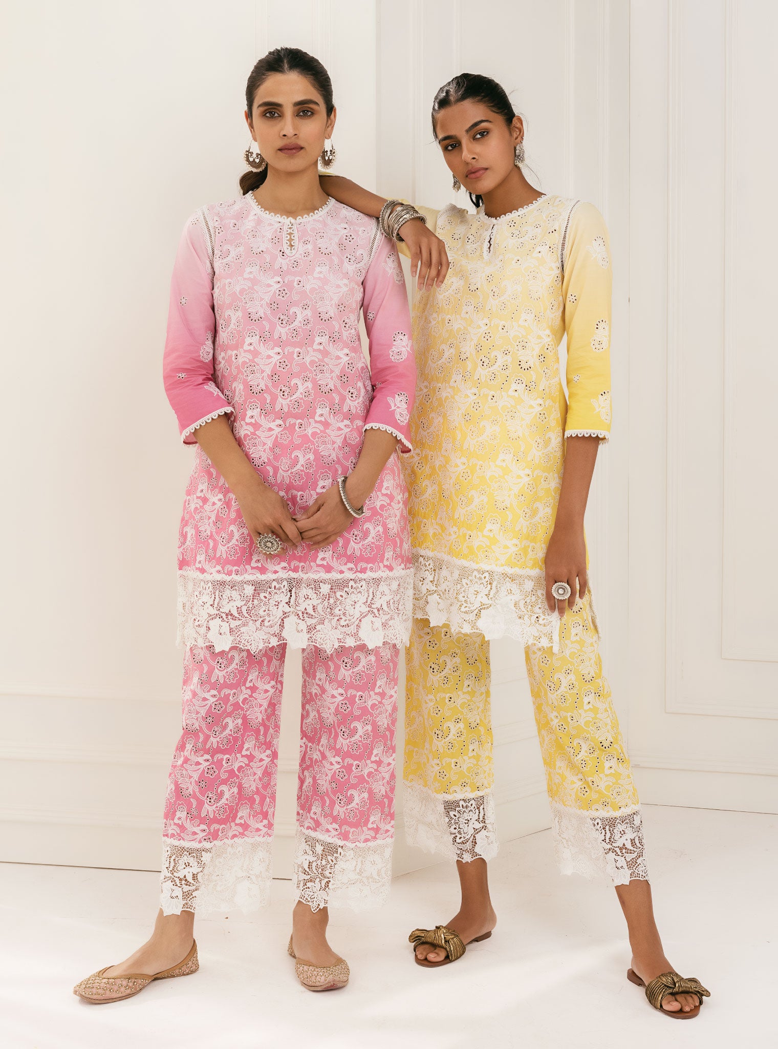Tista Cotton Yellow Kurta with Palazzo Set