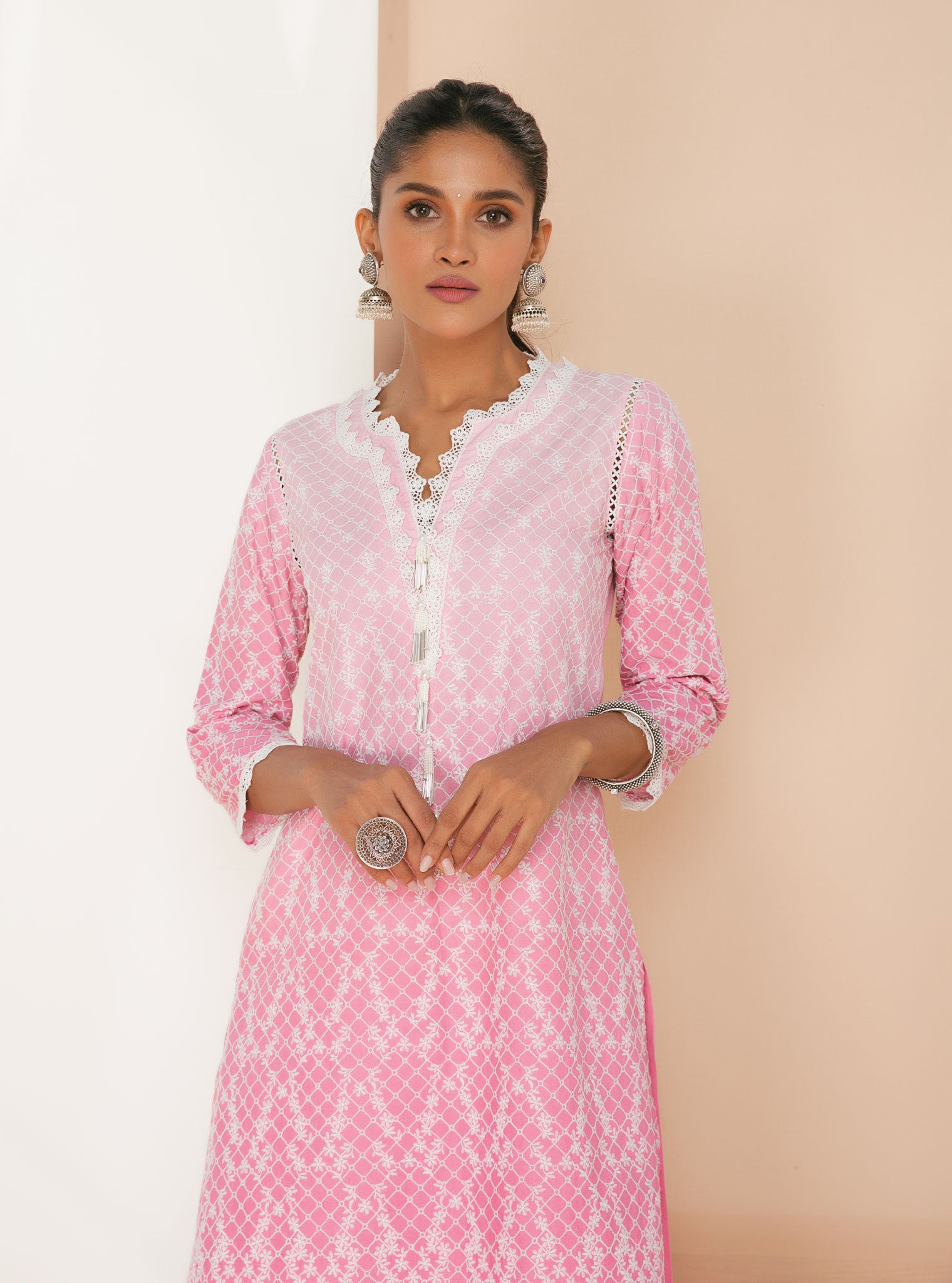 Venna Cotton Pink Kurta Set