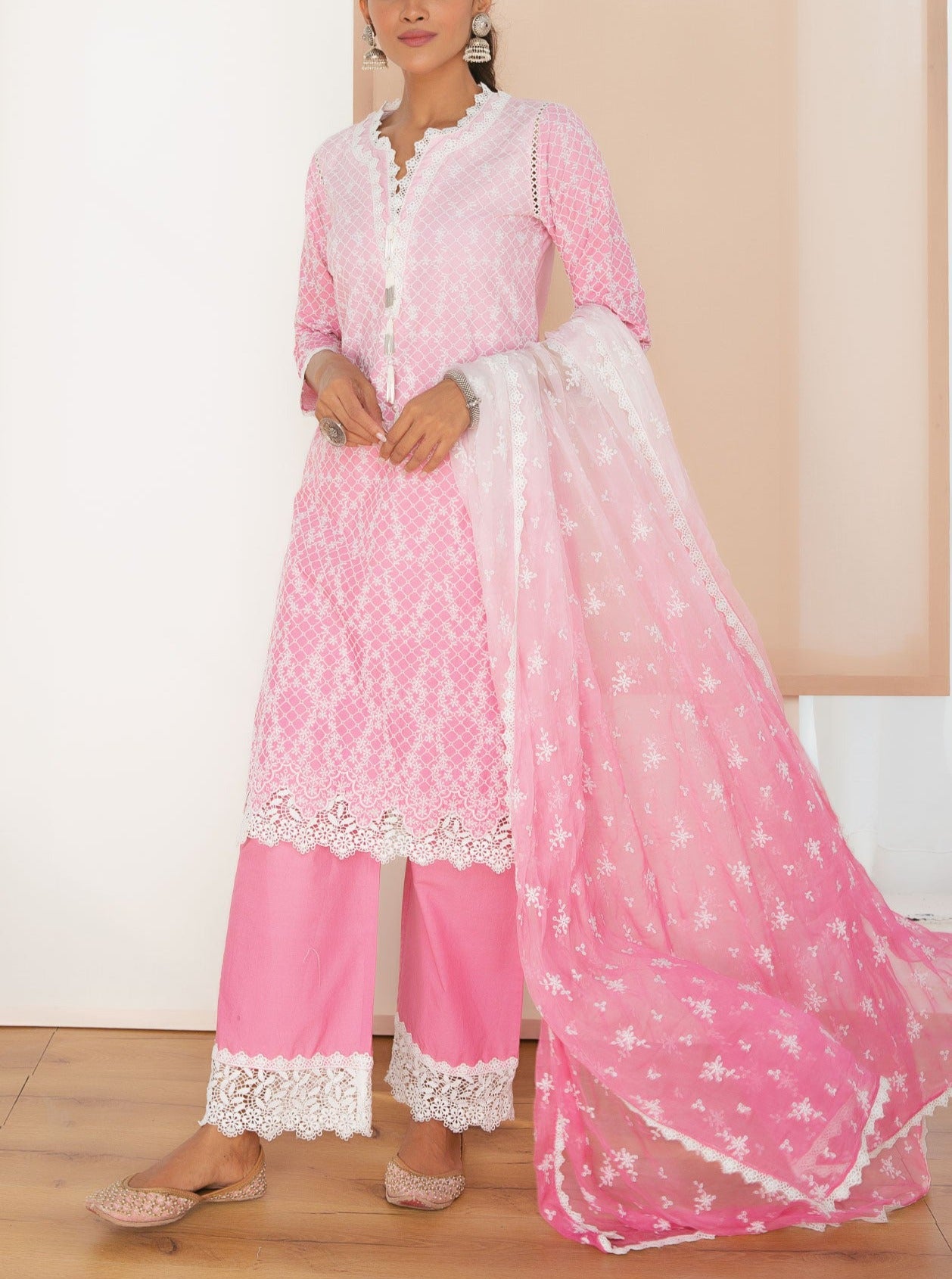Venna Cotton Pink Kurta Set