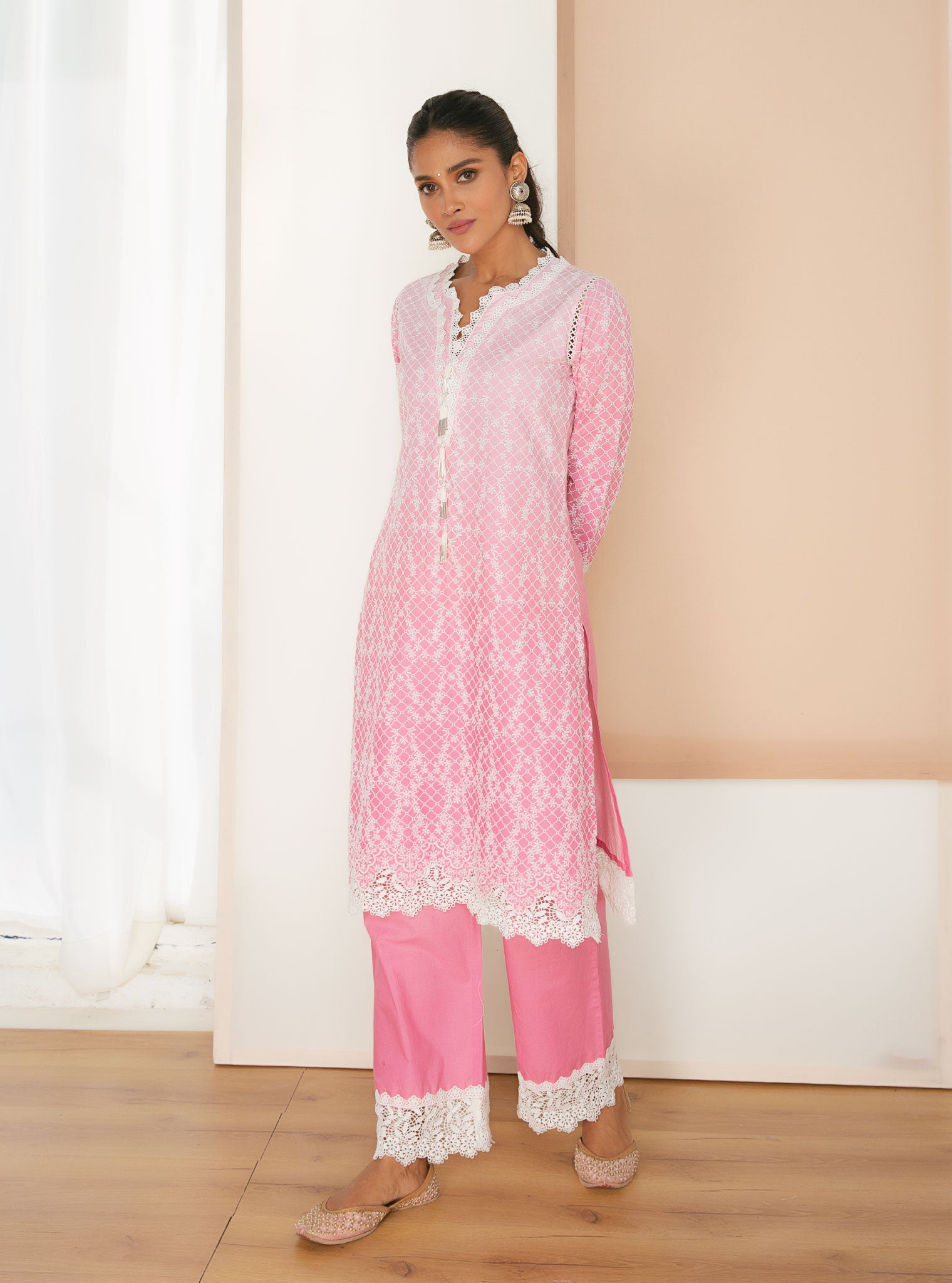 Venna Cotton Pink Kurta Set