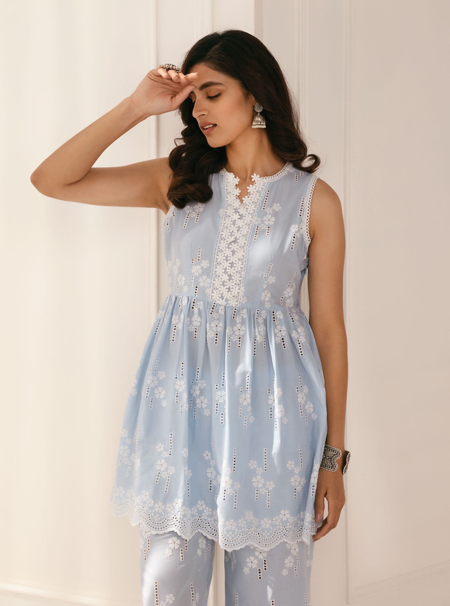 Yana Cotton Blue Kurta with Palazzo Set
