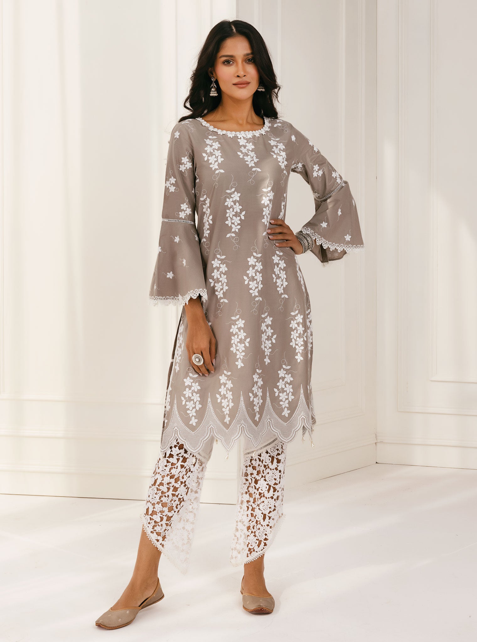 Zuluk Cotton Grey Kurta Set