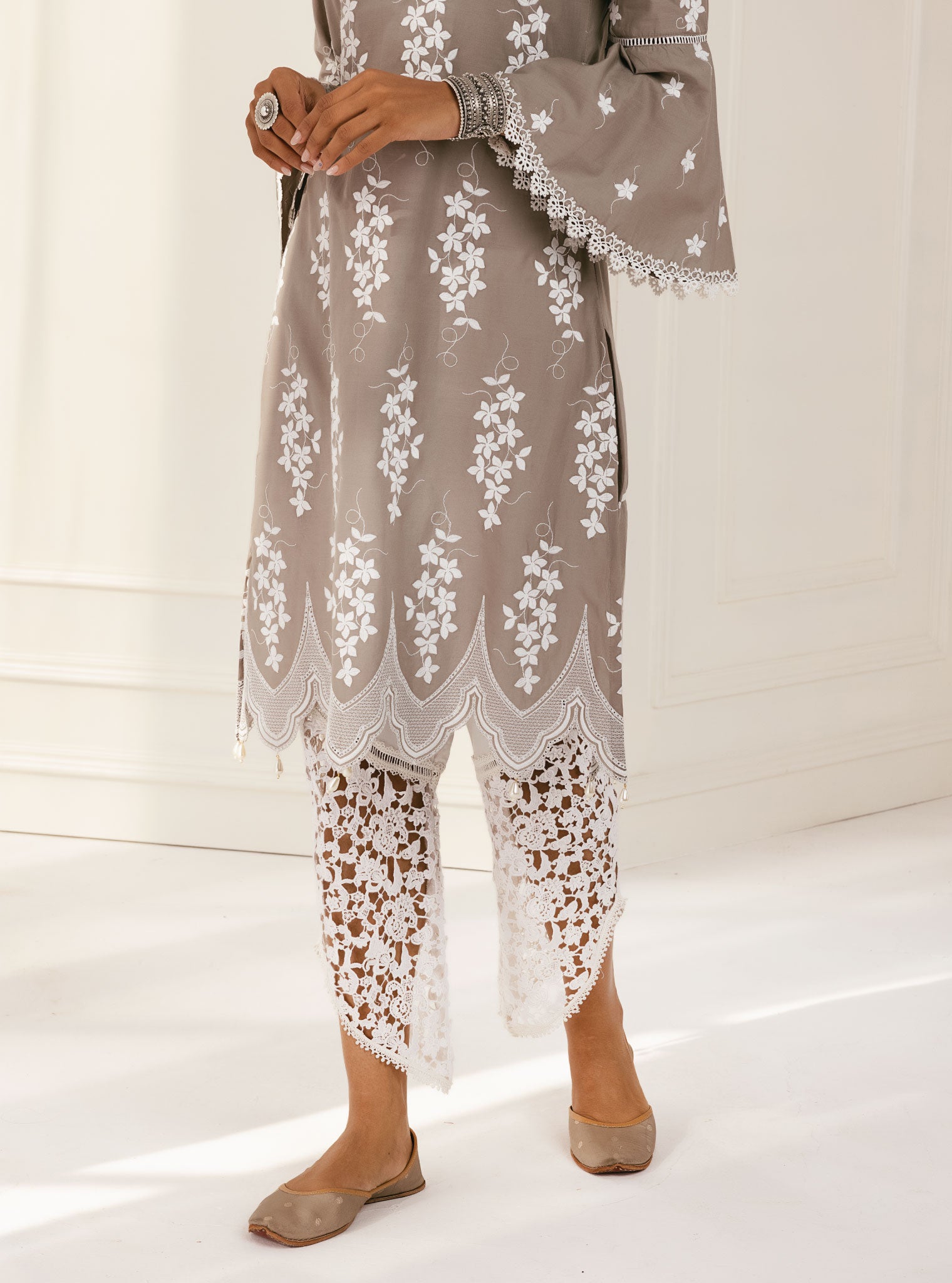 Zuluk Cotton Grey Kurta Set