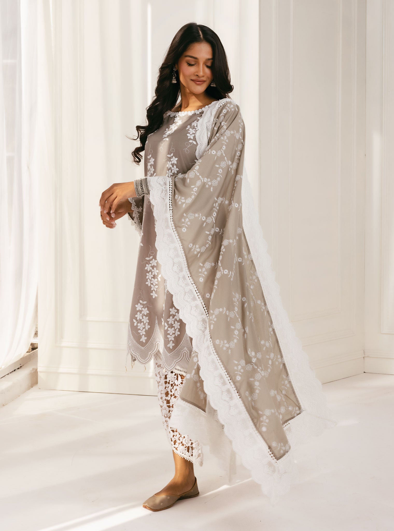 Zuluk Cotton Grey Kurta Set