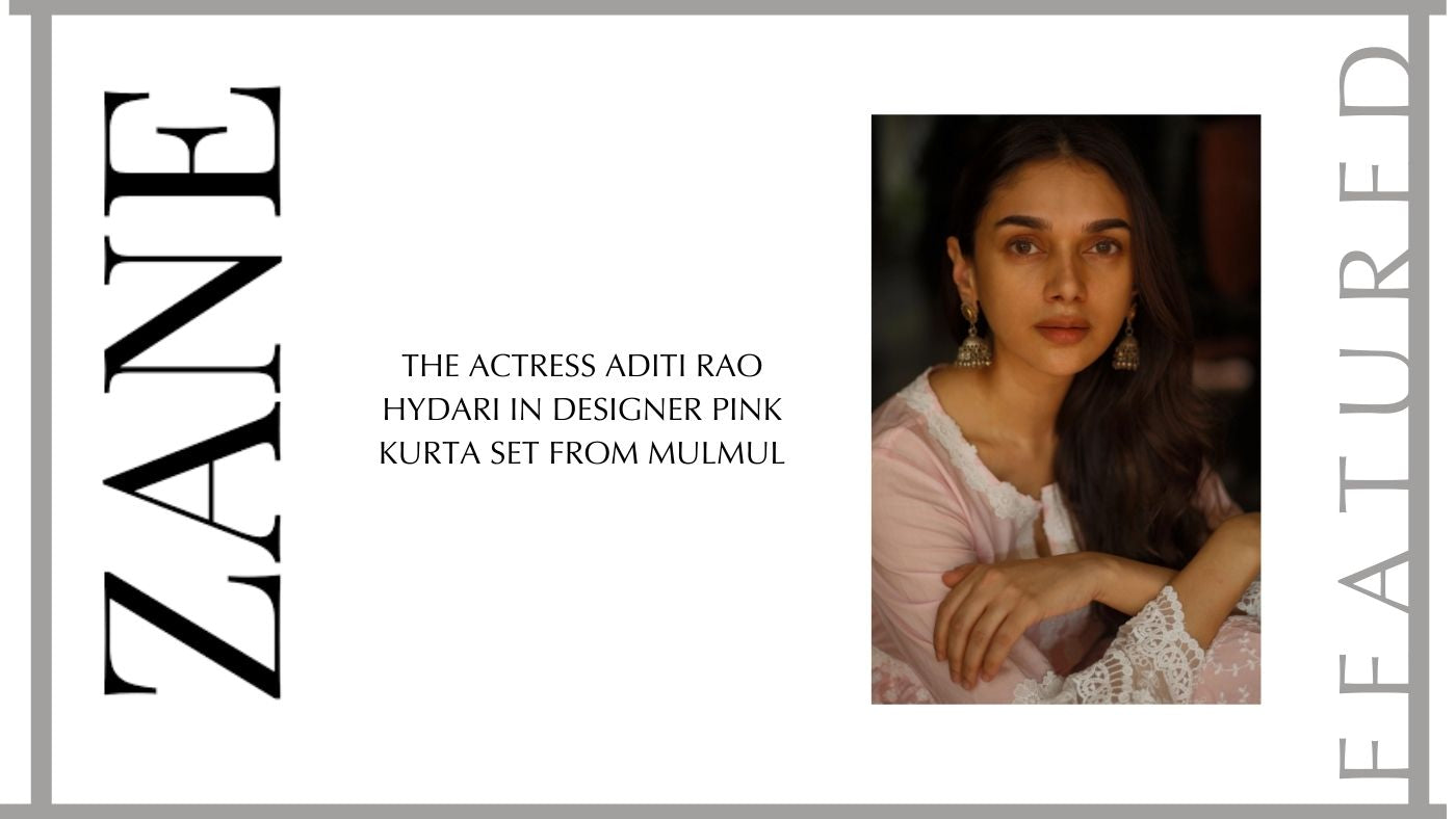 The actress Aditi Rao Hydari in designer pink kurta set from Mulmul