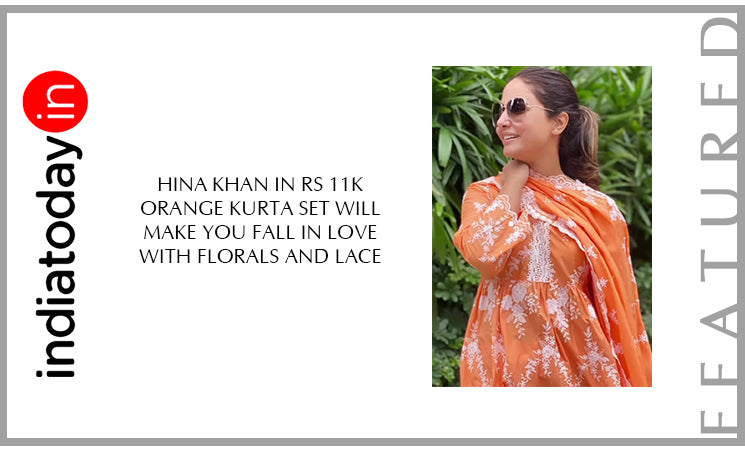 Hina Khan in Rs 11k orange kurta set will make you fall in love with florals and lace