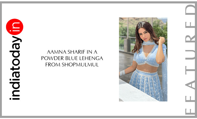 Aamna Sharif in a Powder blue lehenga from Shopmulmul