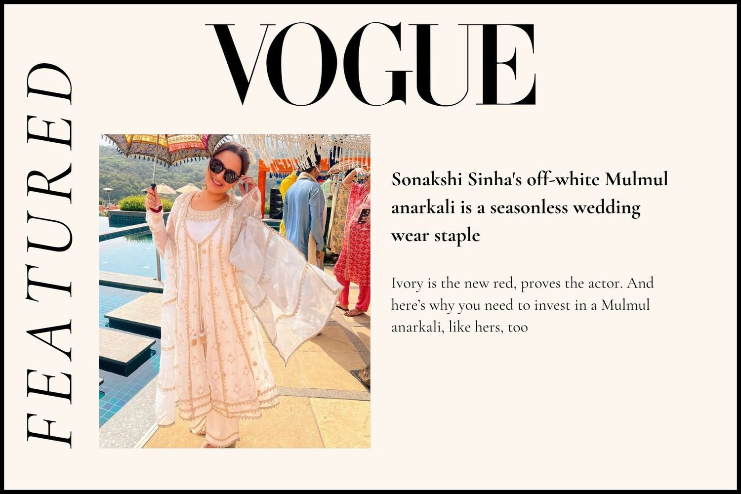 Sonakshi Sinha's off-white Mulmul anarkali is a seasonless wedding wear staple - Shop Mulmul