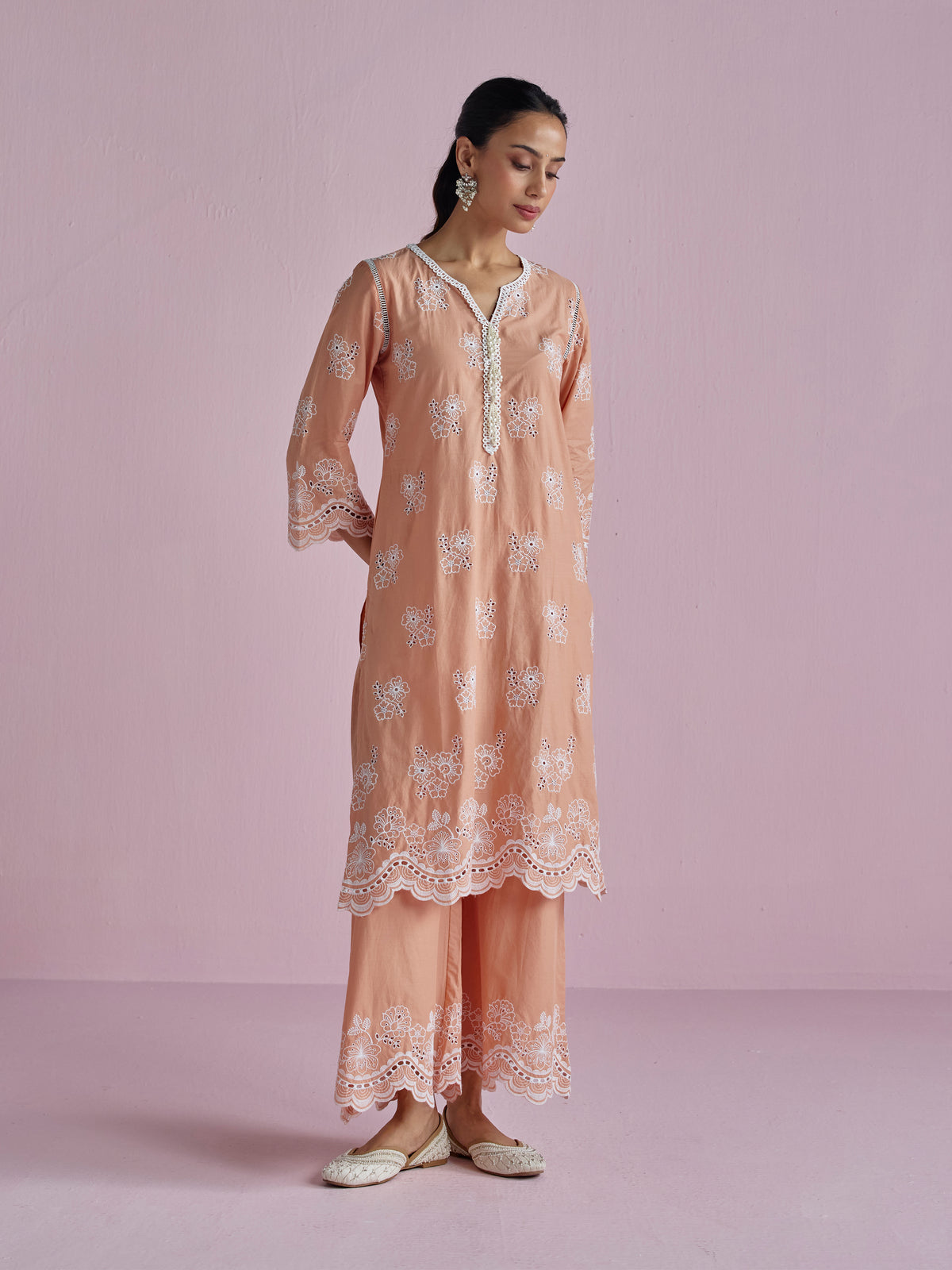 Risha Supima Cotton Peach Kurta Set