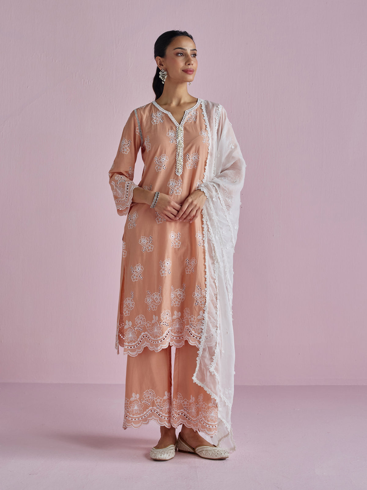 Risha Supima Cotton Peach Kurta Set