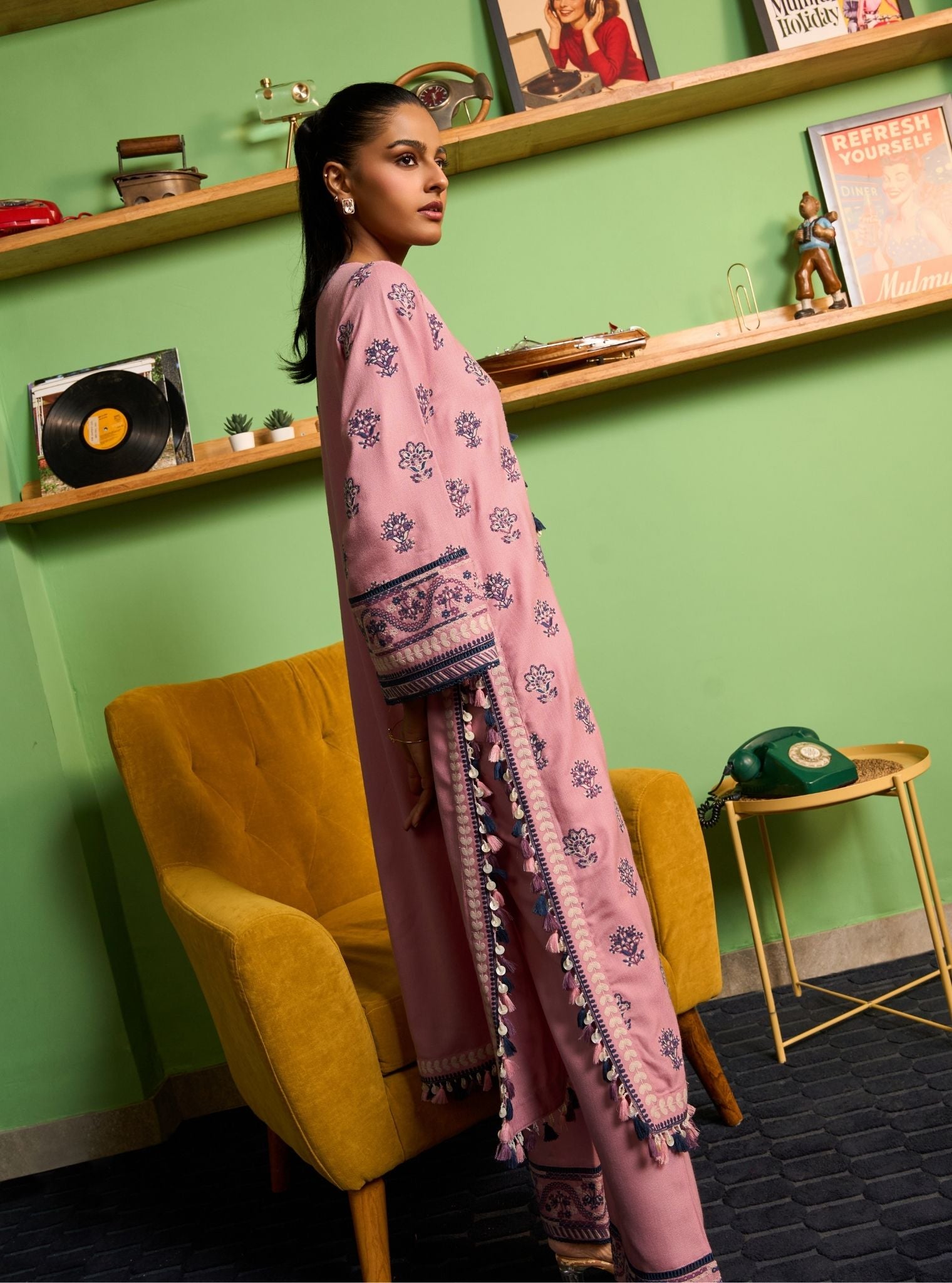 Ophel Wool Pink Kurta Set