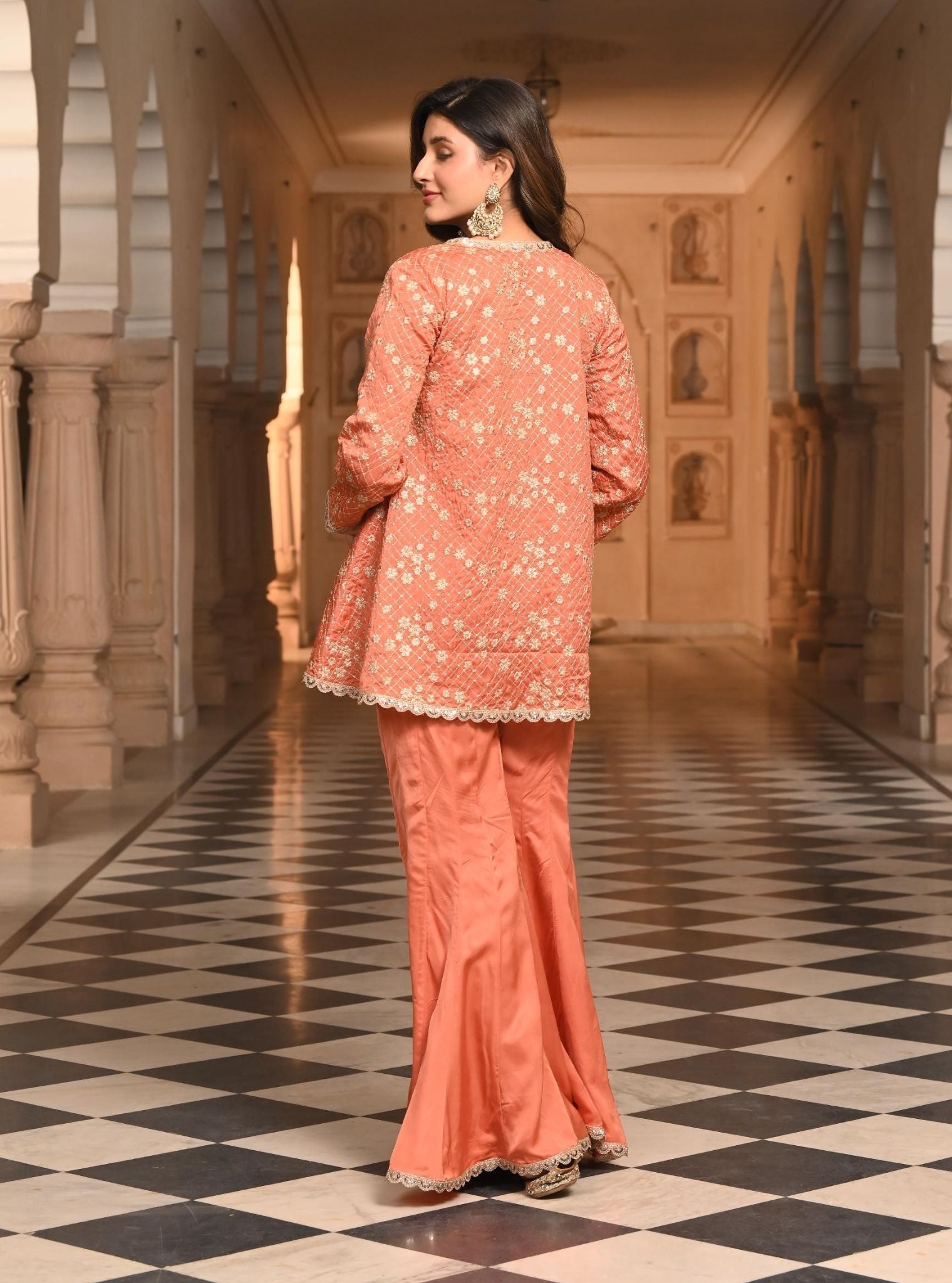burnt orange satin top