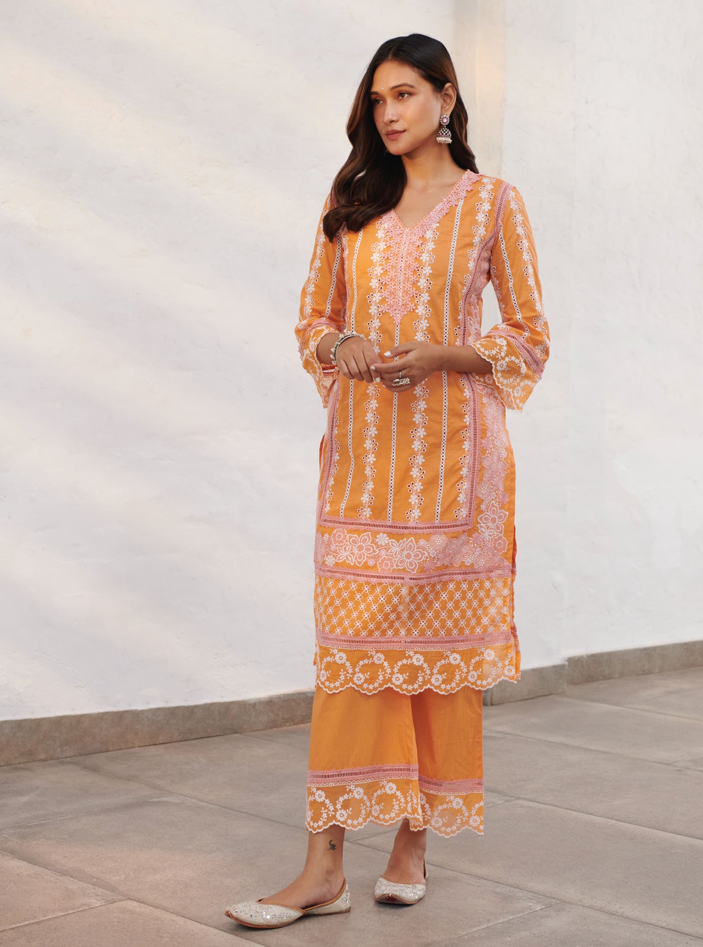 Eternity Supima Cotton Orange Kurta Set