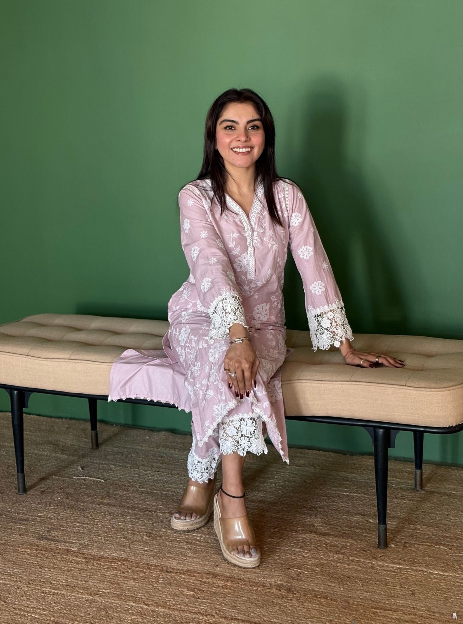 Roli Supima Cotton Dusty Pink Kurta Set