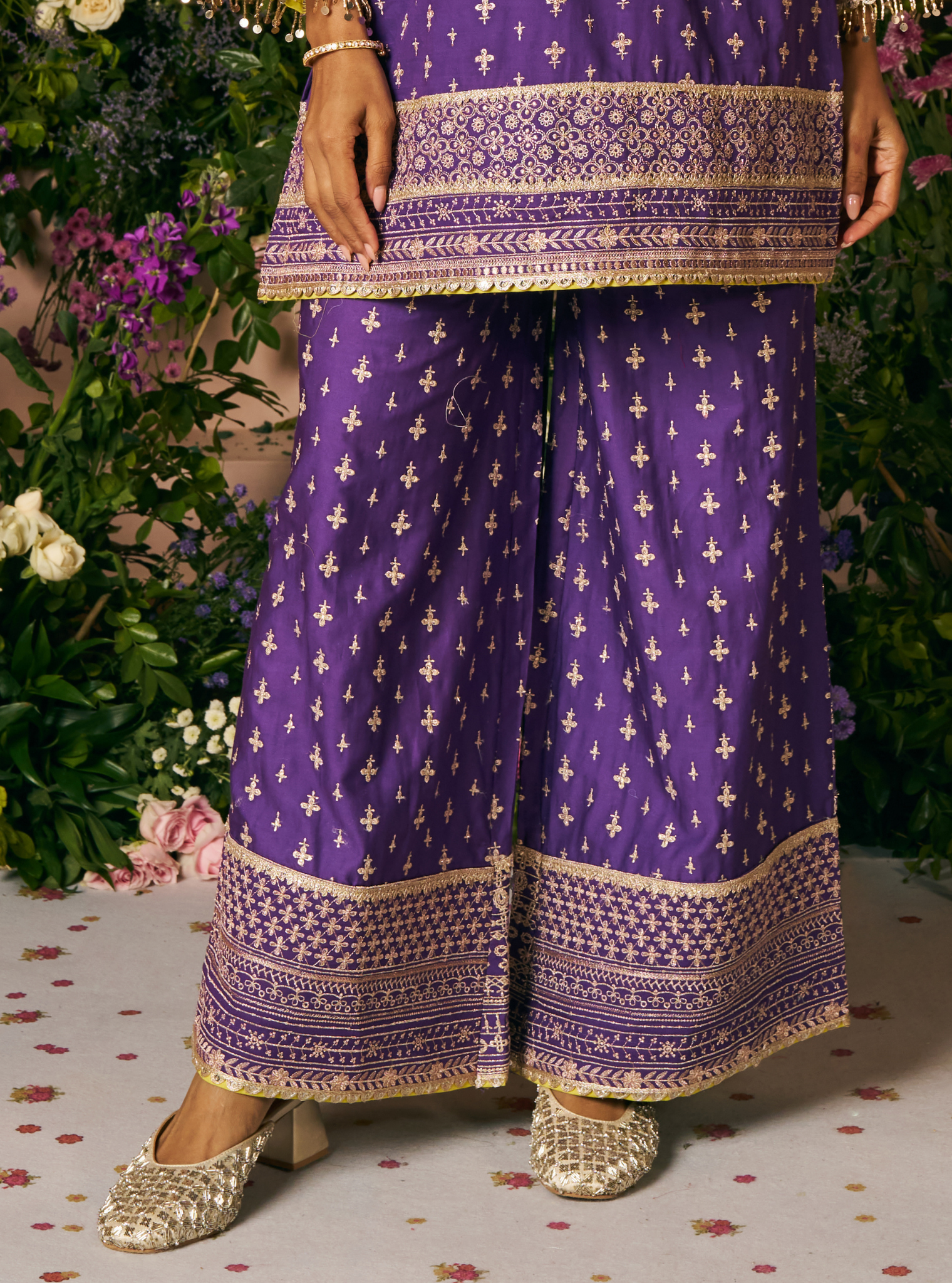 Laagi Pima Satin Purple Kurta Set
