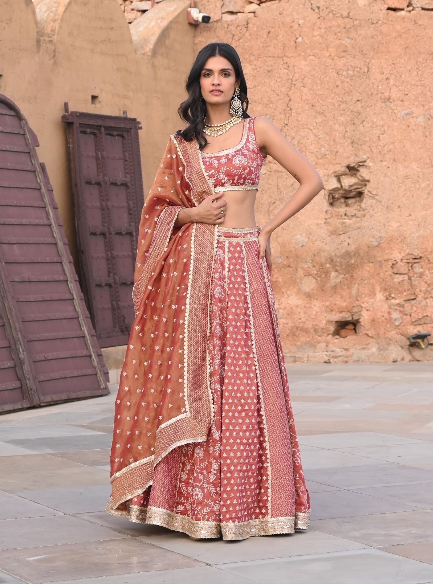 Blush Pink Imported Satin Tissue Lehenga – Tirumala Designers