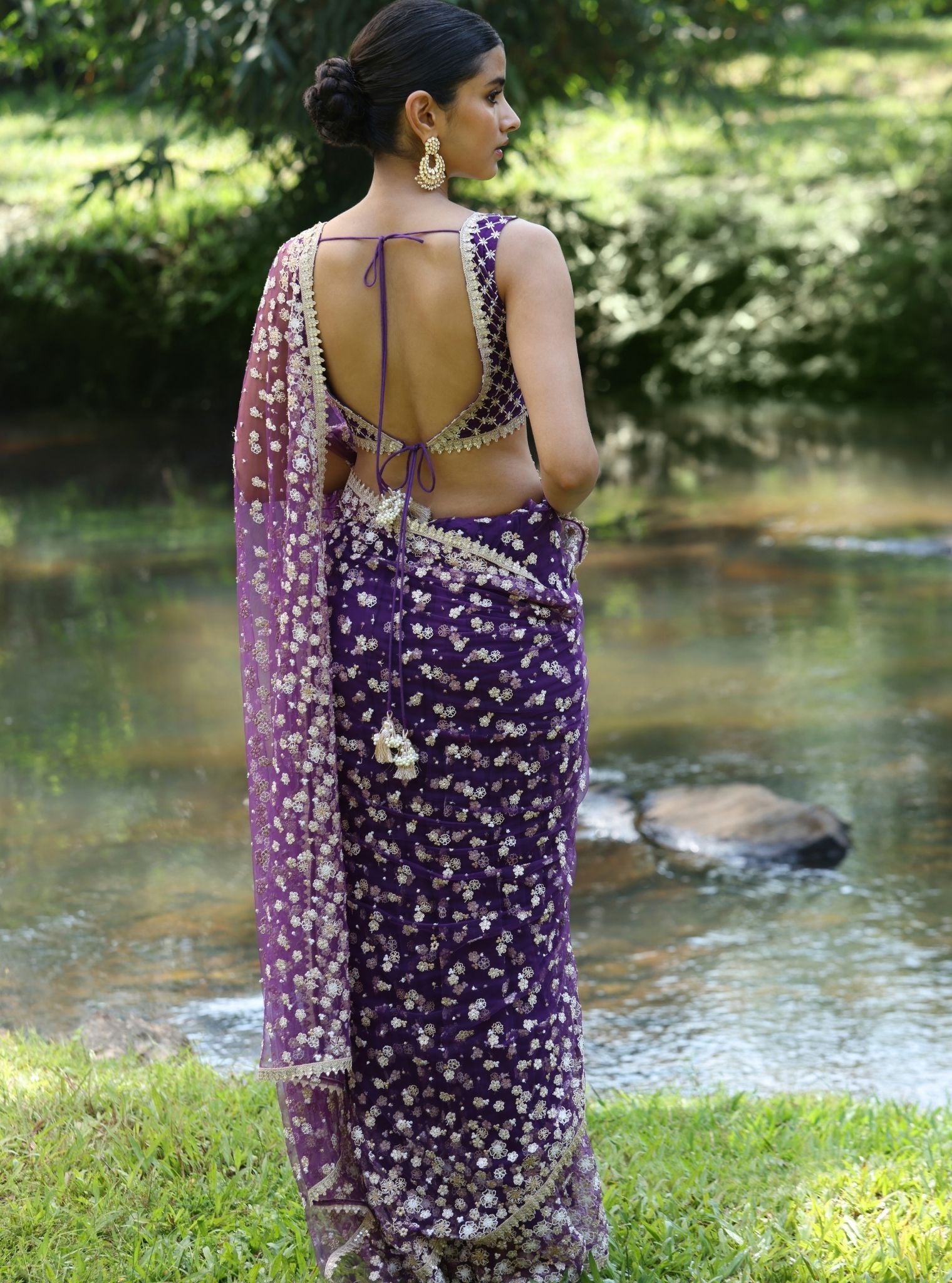 Mulmul Net Kala Purple Saree