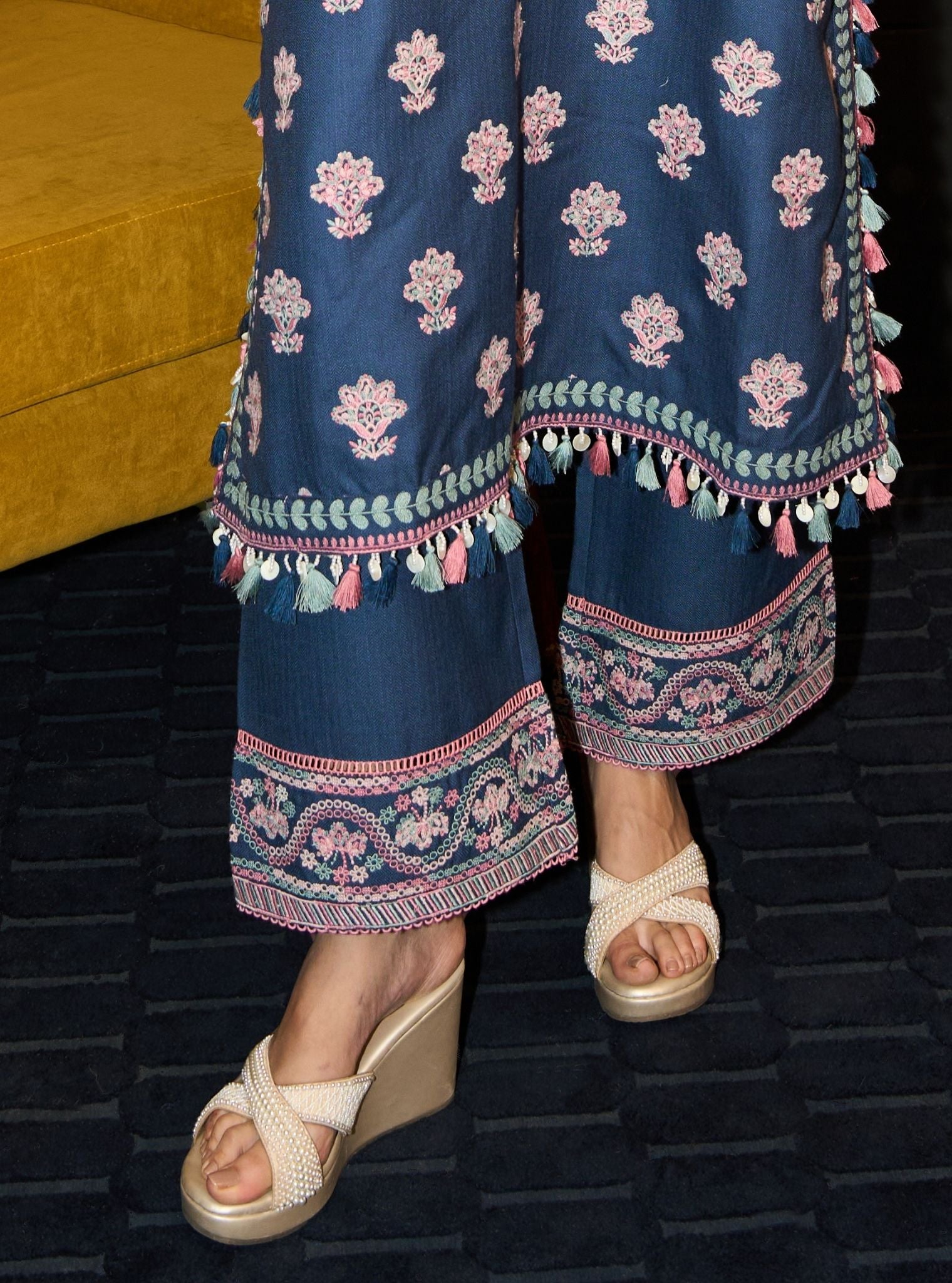 Ophel Wool Navy Kurta Set