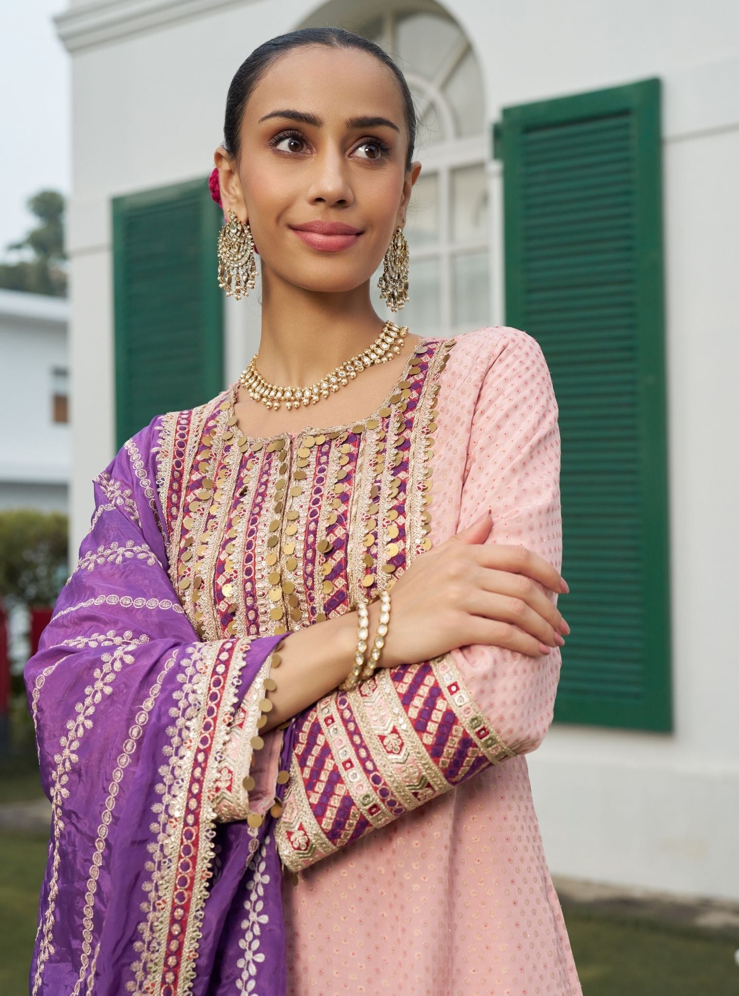 Eraya Pink Banarasi Garara Set