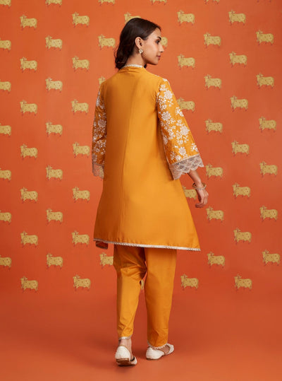 Mulmul Supima Cotton kygo Teal Kurta