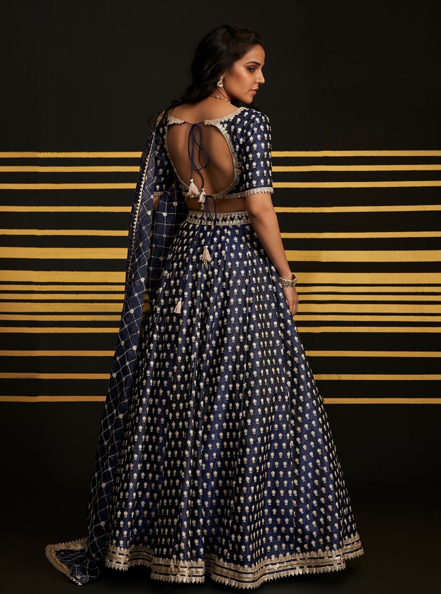 Mulmul Organza Heeriye Navy Dupatta