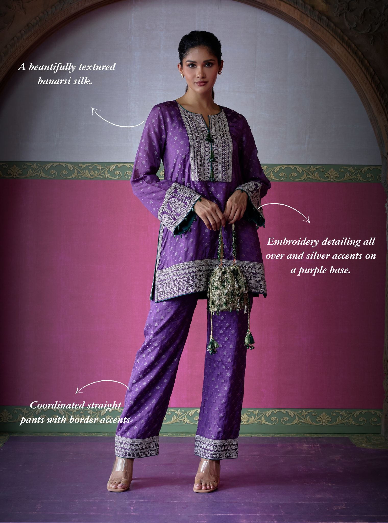 Elara Banarasi Purple Co-ord Set