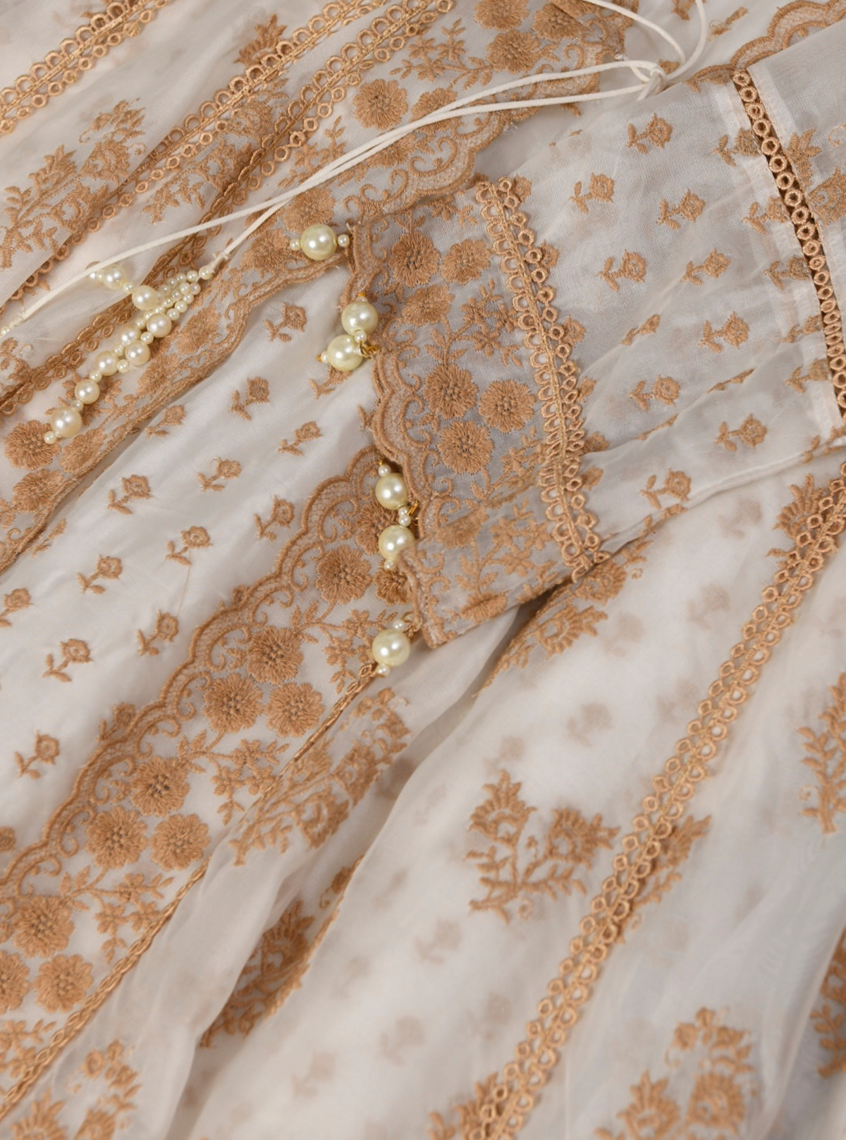 Aberdeen Organza Off White Anarkali Kurta Set