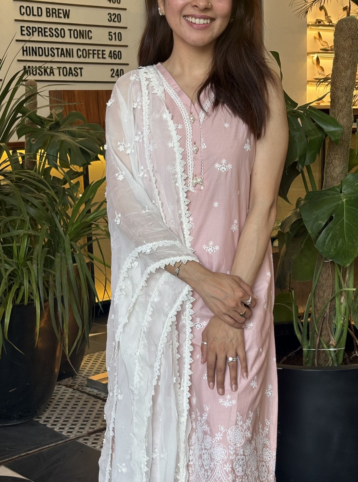 Kora Supima Cotton Dusty Pink Kurta Set