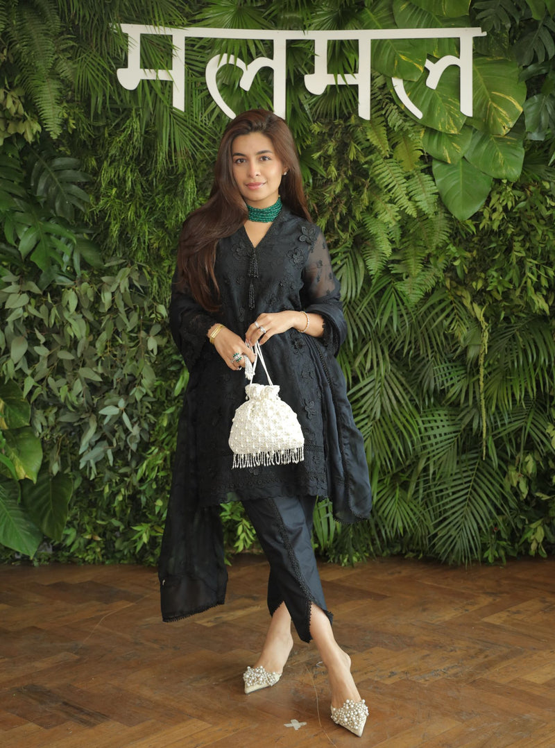 Mulmul Organza Ishq Black Dupatta main image 0