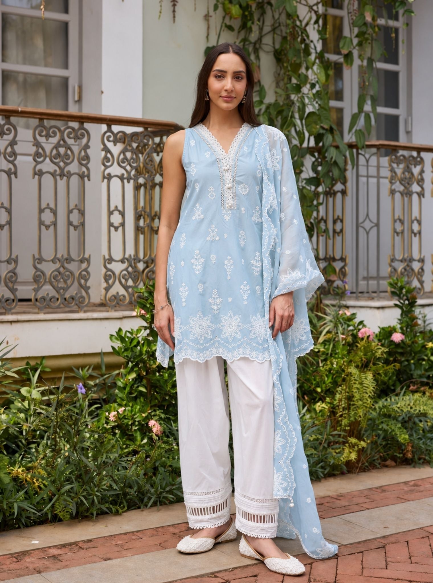 Zoa Supima Cotton Blue Kurta Set